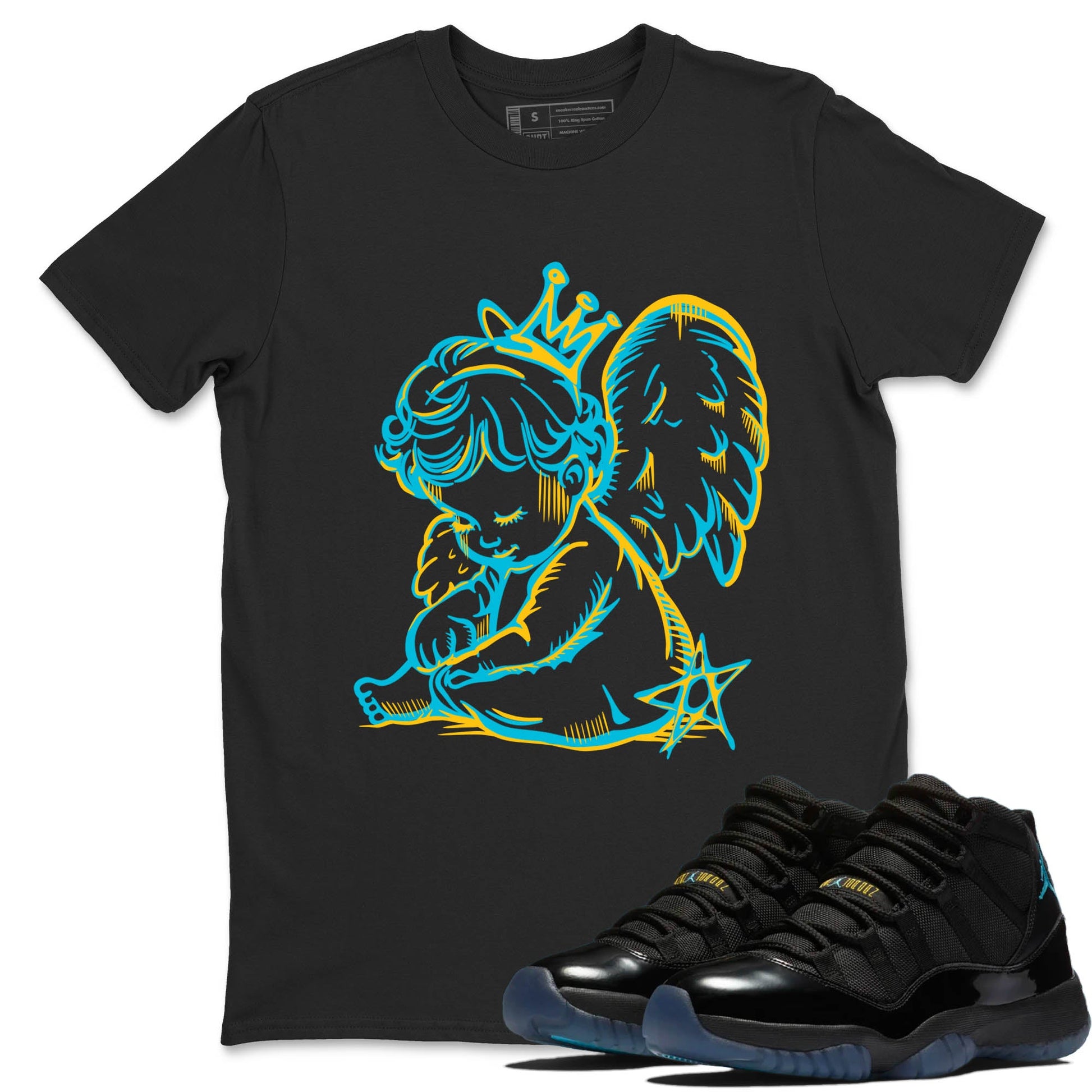 Sneaker Threads – Sneaker Tees To Match Air Jordan 11 Retro Gamma – Neon Angel Graphic Tee Black 1. Perfect for Jordan releases 2025 colorways.