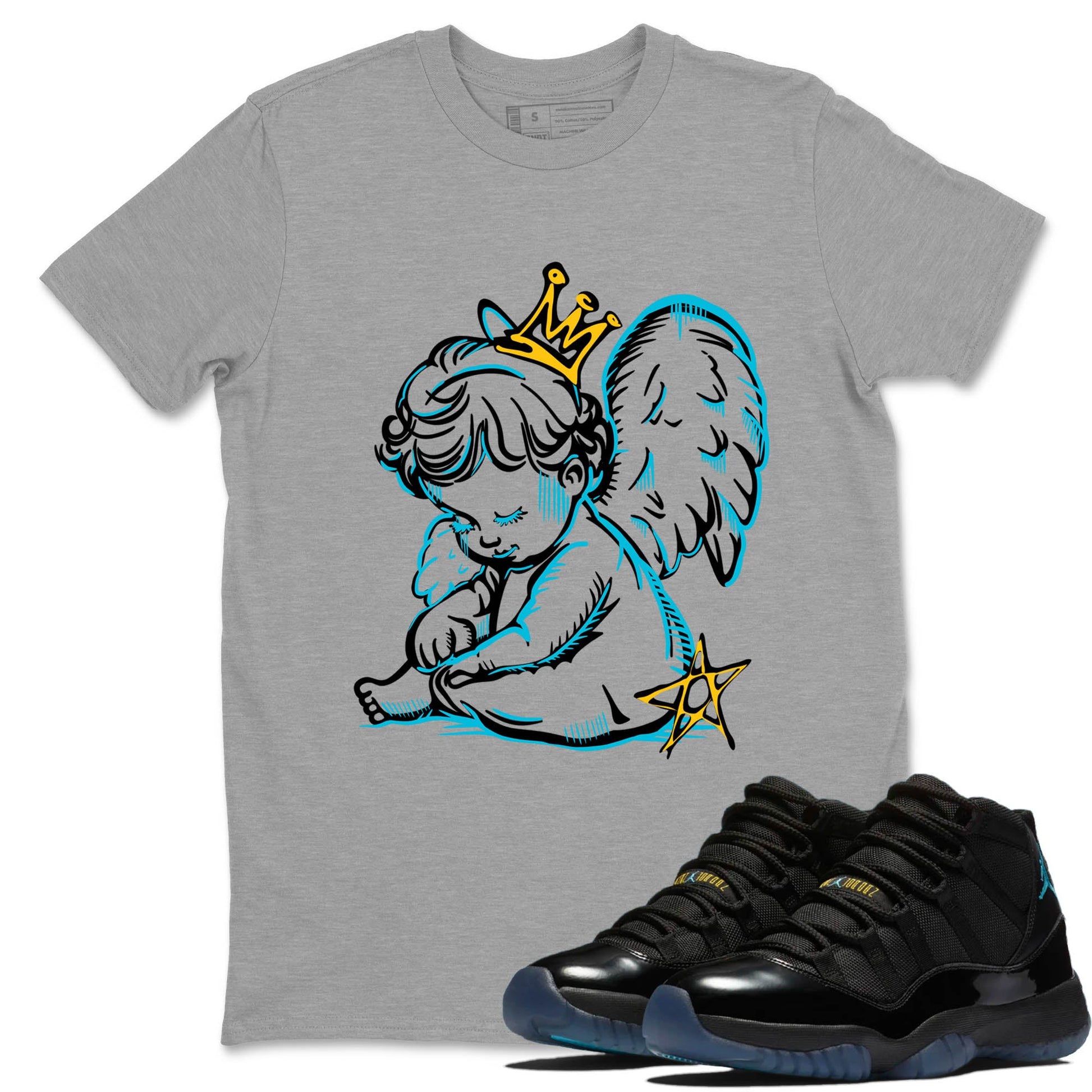 Sneaker Threads – Sneaker Tees To Match Air Jordan 11 Retro Gamma – Neon Angel Graphic Tee Heather Grey 1. Perfect for Jordan releases 2025 colorways.