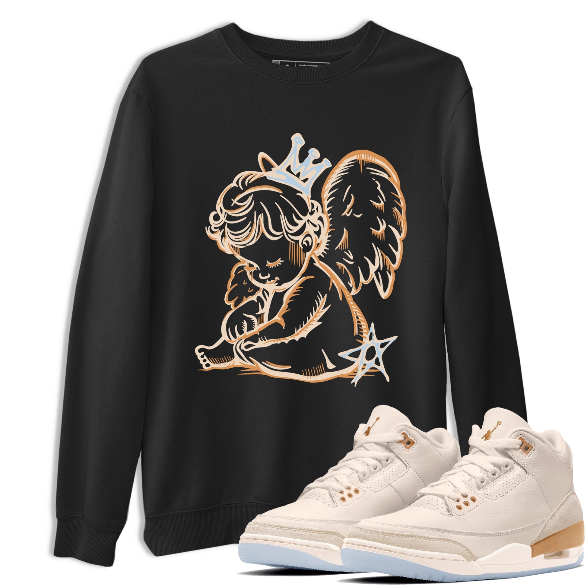 Sneaker match tees – Sneaker Tees To Match Air Jordan 3 Champagne and Oysters Shoes – Neon Angel Tee Black 1