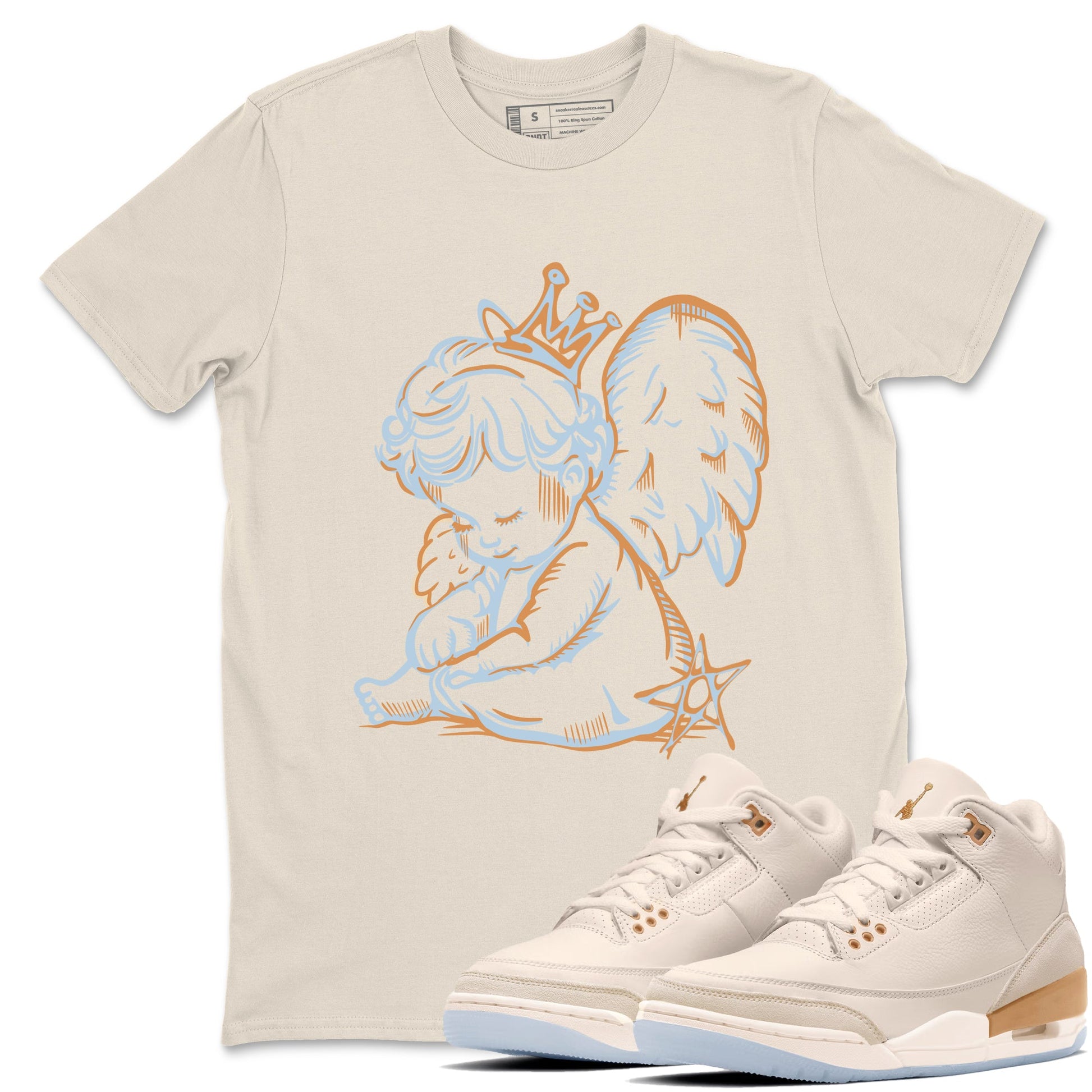 Sneaker match tees – Sneaker Tees To Match Air Jordan 3 Champagne and Oysters Shoes – Neon Angel Tee Natural 1