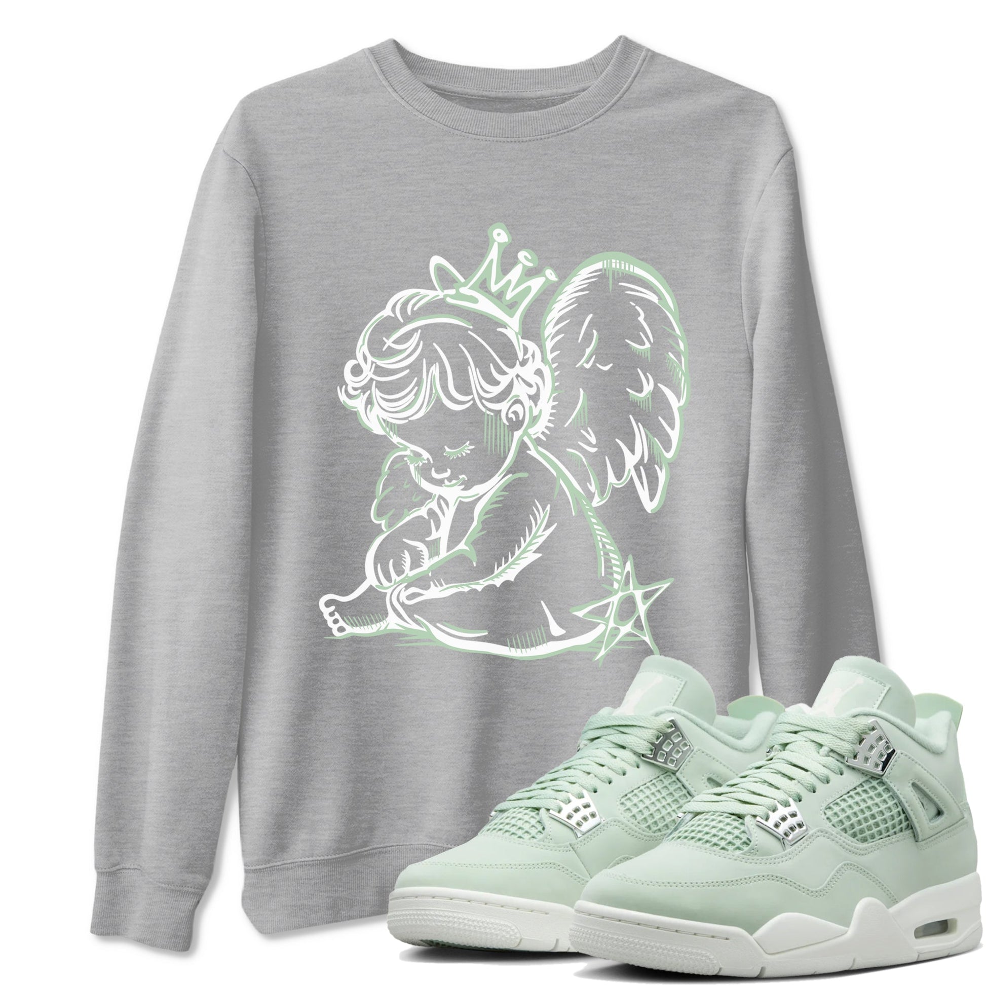 4s Abundance shirts to match jordans Neon Angel sneaker match tees Air Jordan 4 Seafoam match shoes to clothes SNRT Sneaker Tees unisex cotton Heather Grey 1 shirts