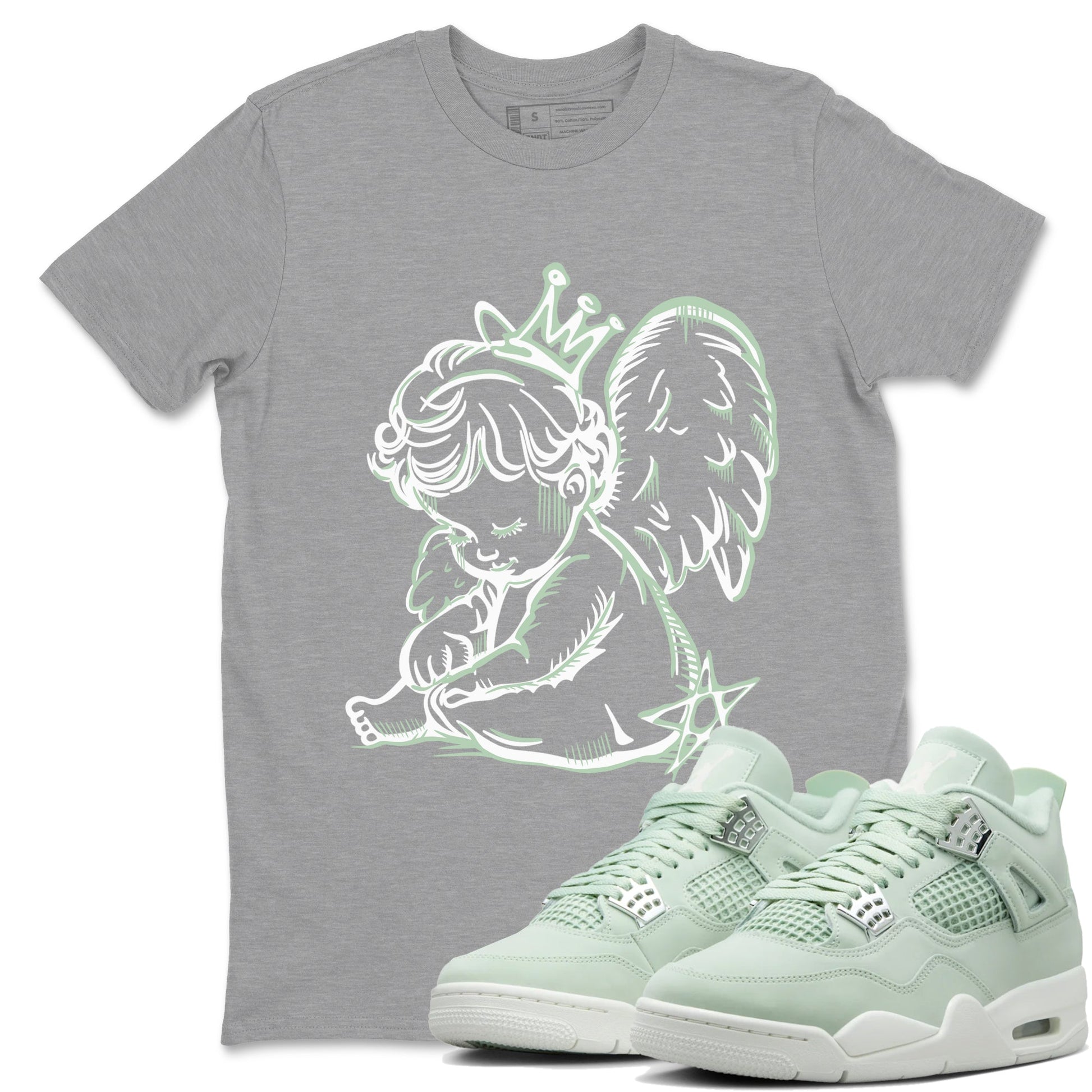 4s Abundance shirts to match jordans Neon Angel sneaker match tees Air Jordan 4 Seafoam match shoes to clothes SNRT Sneaker Tees unisex cotton Heather Grey 1 shirts
