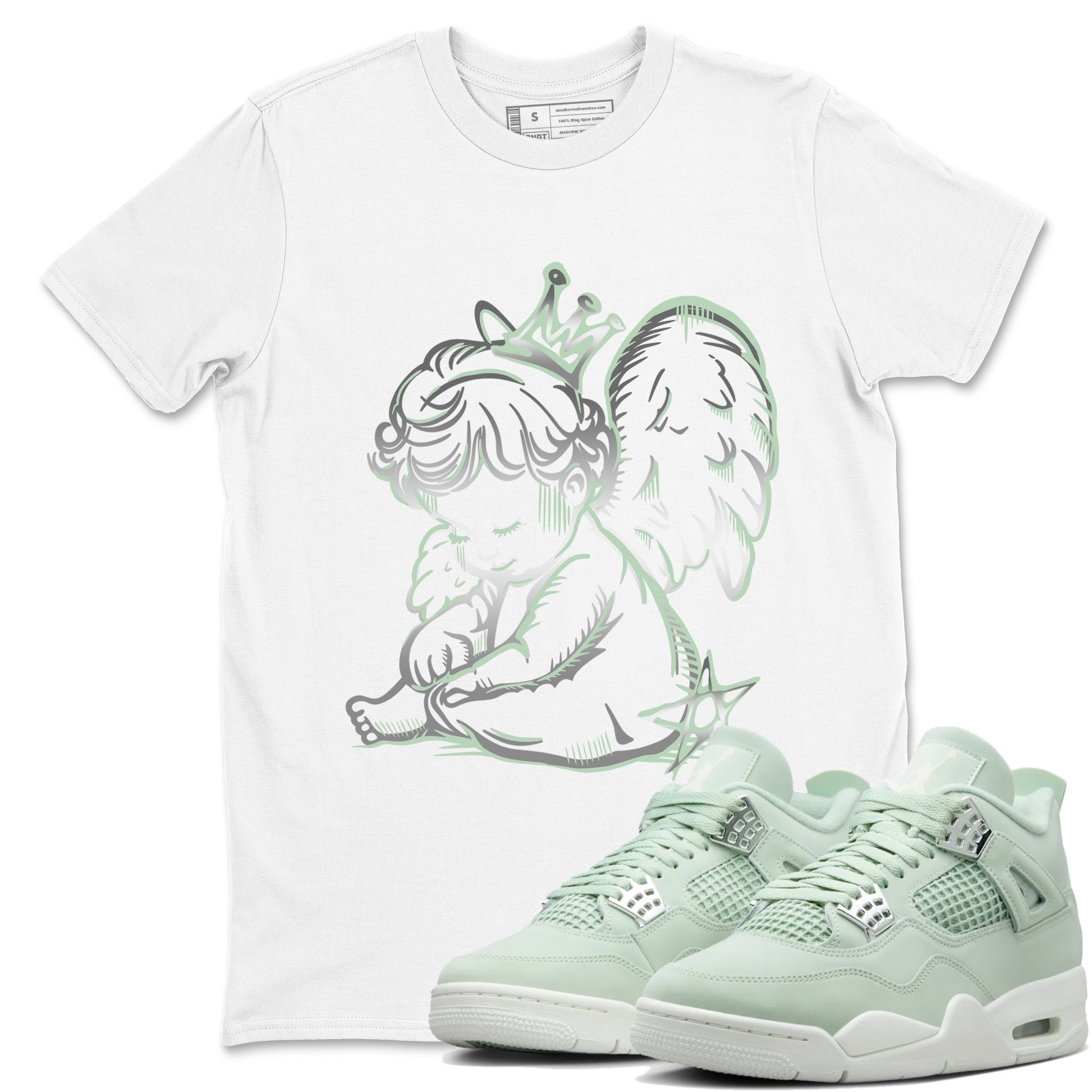 4s Abundance shirts to match jordans Neon Angel sneaker match tees Air Jordan 4 Seafoam match shoes to clothes SNRT Sneaker Tees unisex cotton White 1 shirts