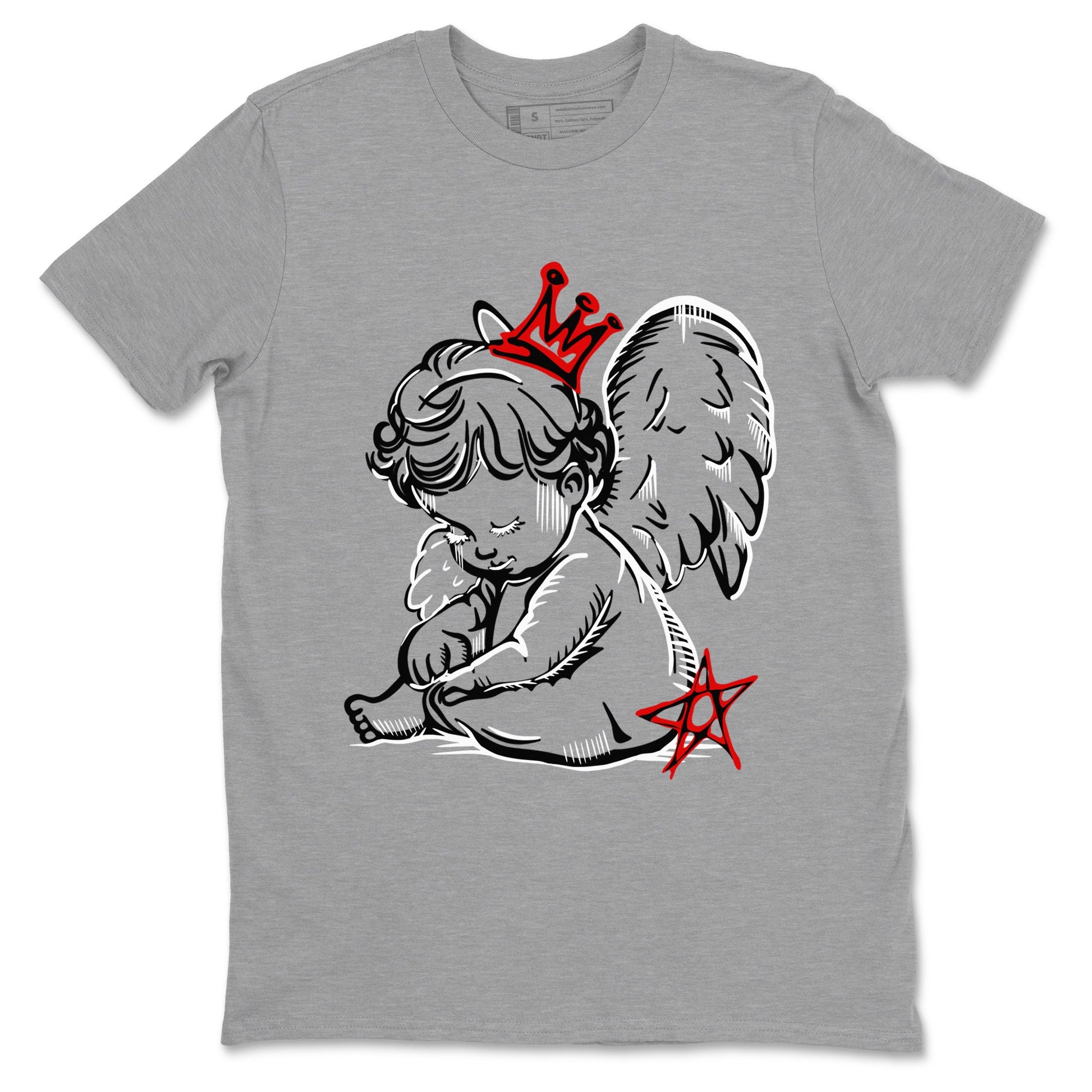 Neon Angel sneaker match t-shirt styled to complete your fit with the Air Jordan 4 White Cement sneakers, shown in Heather Grey 2.