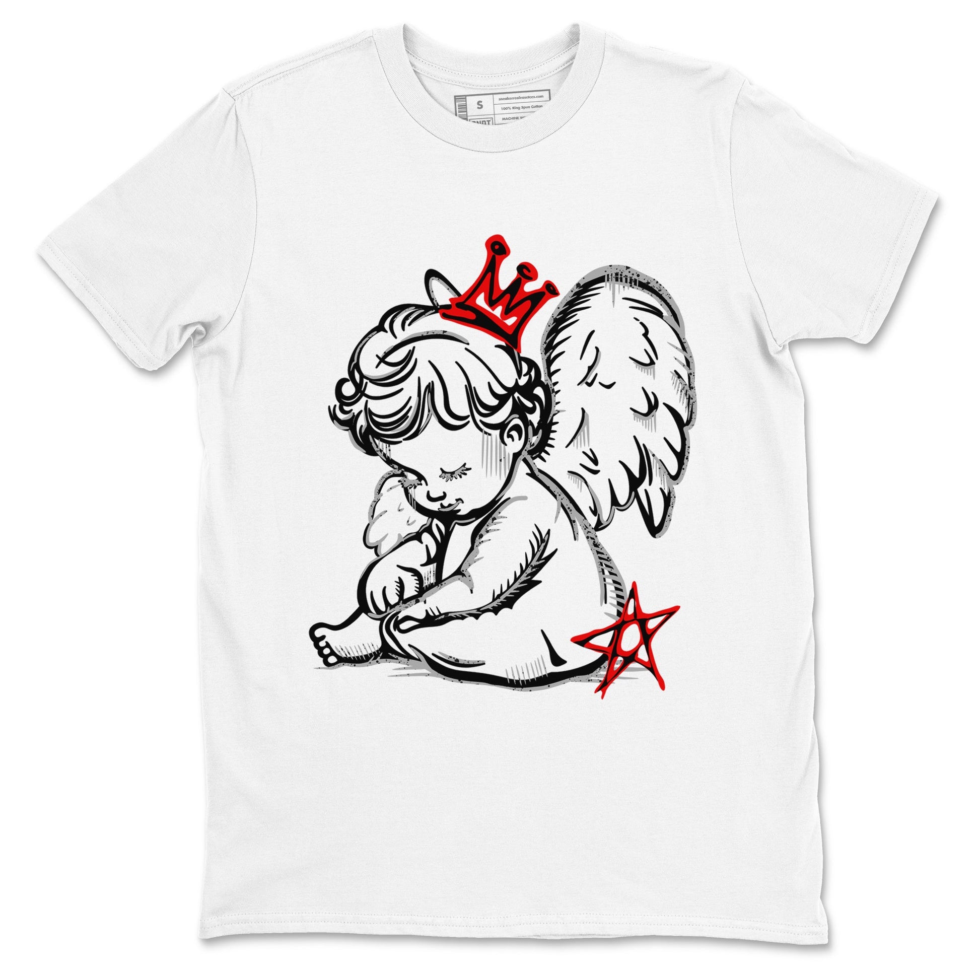 Neon Angel sneaker match t-shirt styled to complete your fit with the Air Jordan 4 White Cement sneakers, shown in White 2.