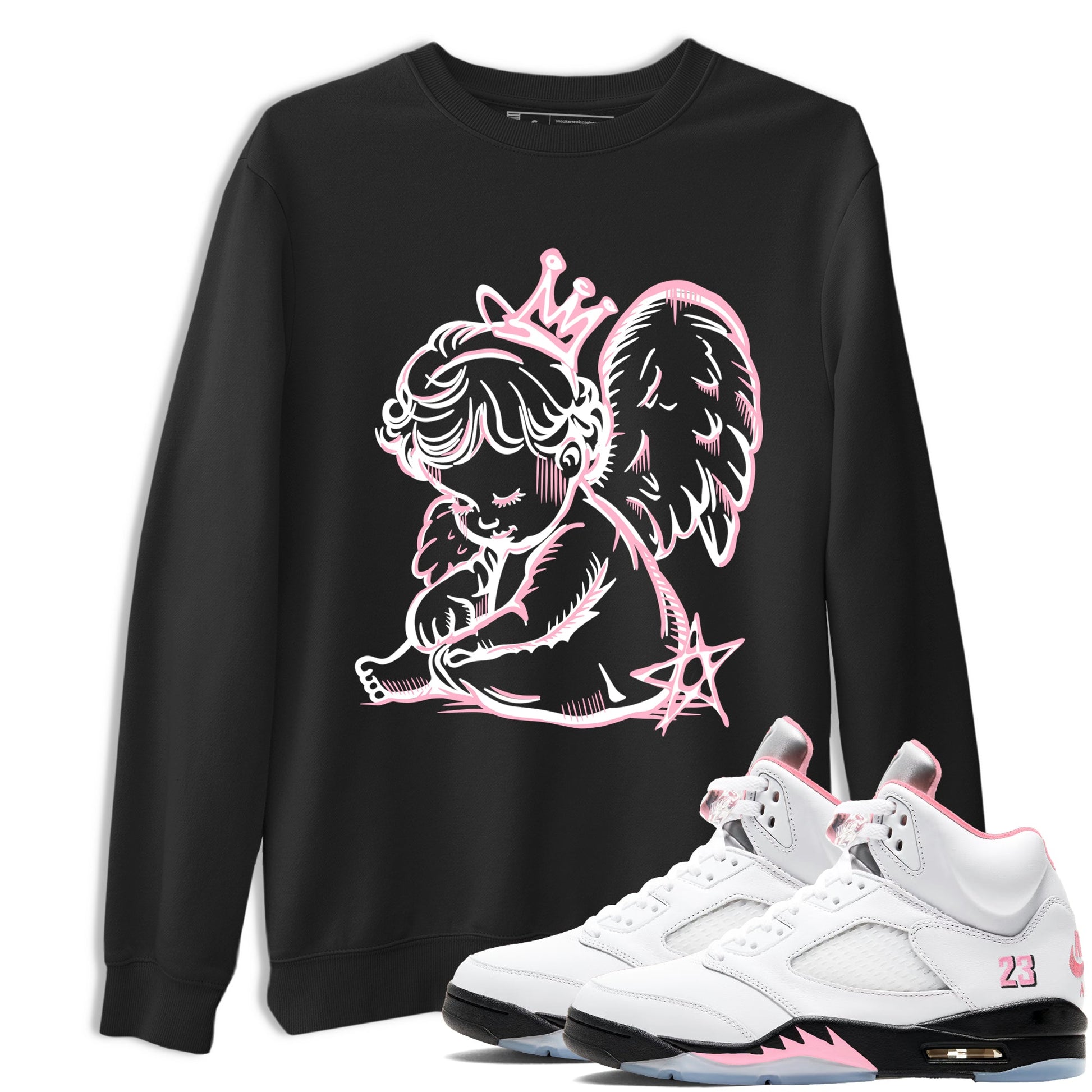Sneaker match tees – Sneaker Tees To Match Air Jordan 5 35th Anniversary Shoes – Neon Angel Tee Black 1