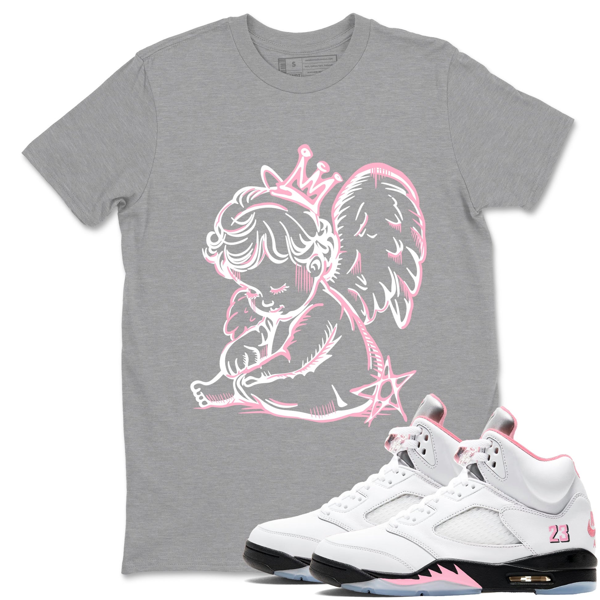 Sneaker match tees – Sneaker Tees To Match Air Jordan 5 35th Anniversary Shoes – Neon Angel Tee Heather Grey 1