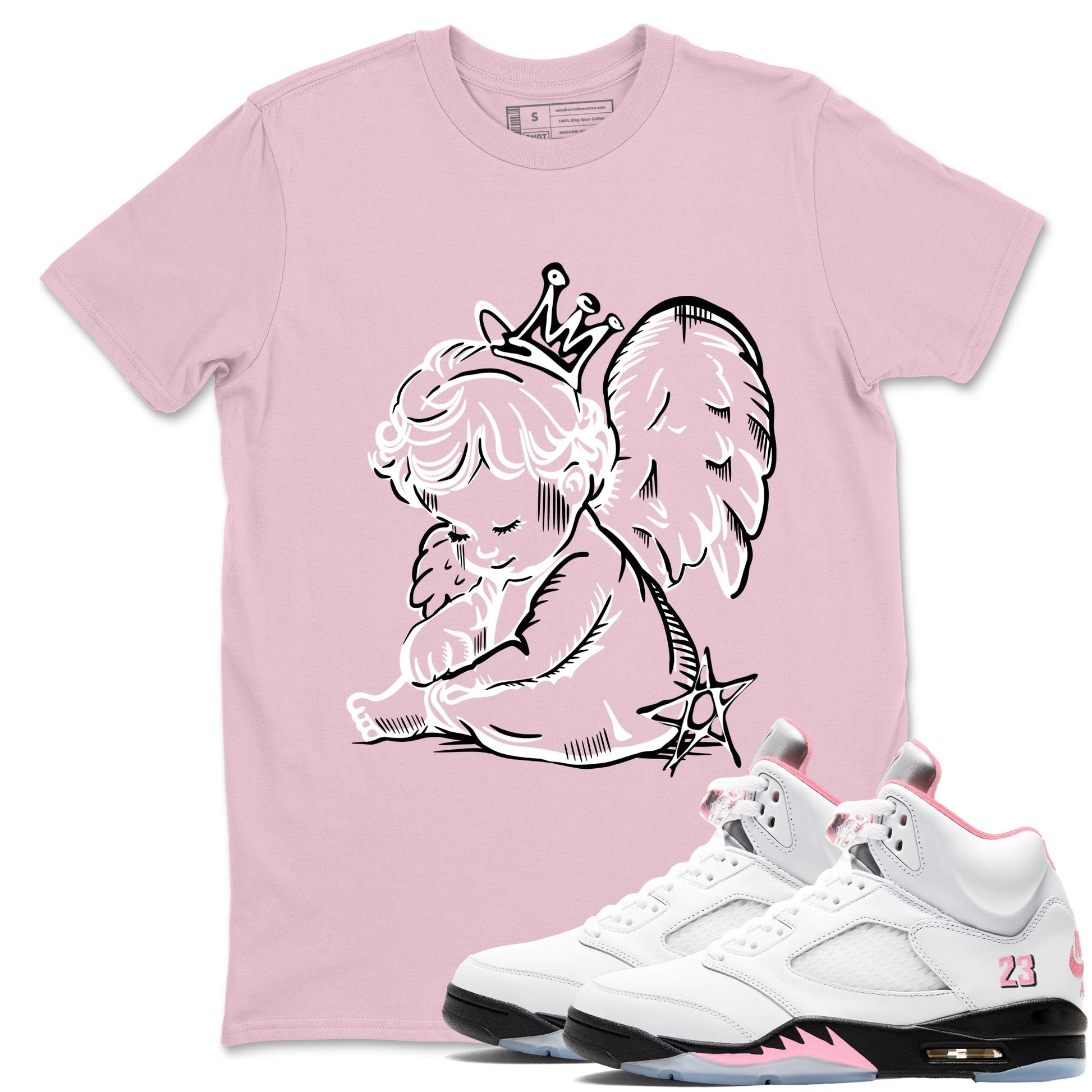 Sneaker match tees – Sneaker Tees To Match Air Jordan 5 35th Anniversary Shoes – Neon Angel Tee Pink 1