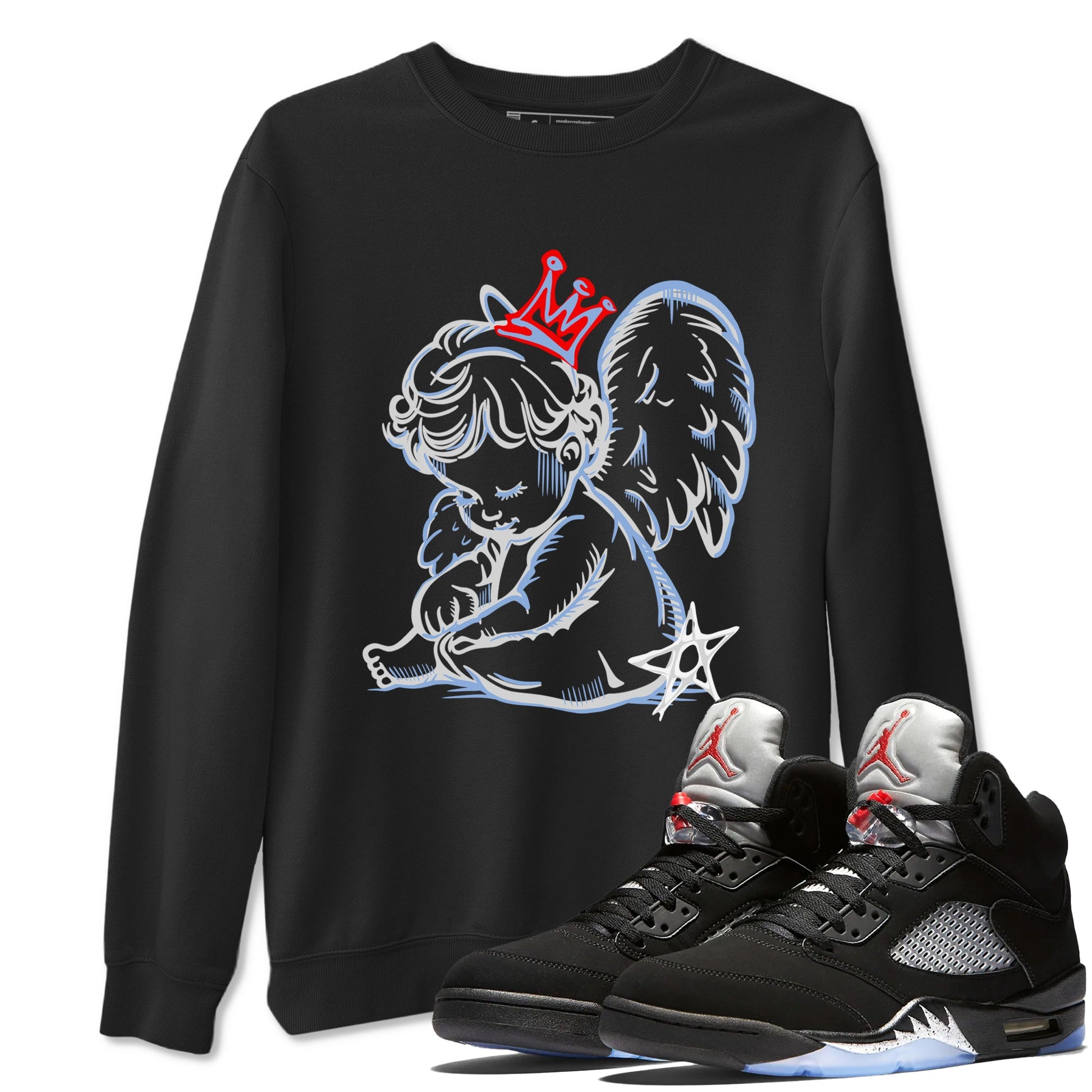 5s Black Metallic Reimgined shirts to match jordans Neon Angel best t shirts to wear with jordans AJ5 Black Metallic Reimgined match shoes to clothes SNRT Sneaker Tees unisex cotton Black 1 shirts