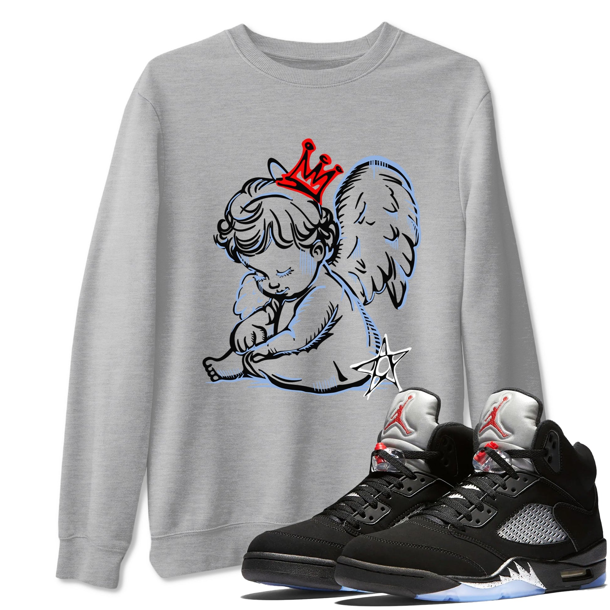 5s Black Metallic Reimgined shirts to match jordans Neon Angel best t shirts to wear with jordans AJ5 Black Metallic Reimgined match shoes to clothes SNRT Sneaker Tees unisex cotton Heather Grey 1 shirts