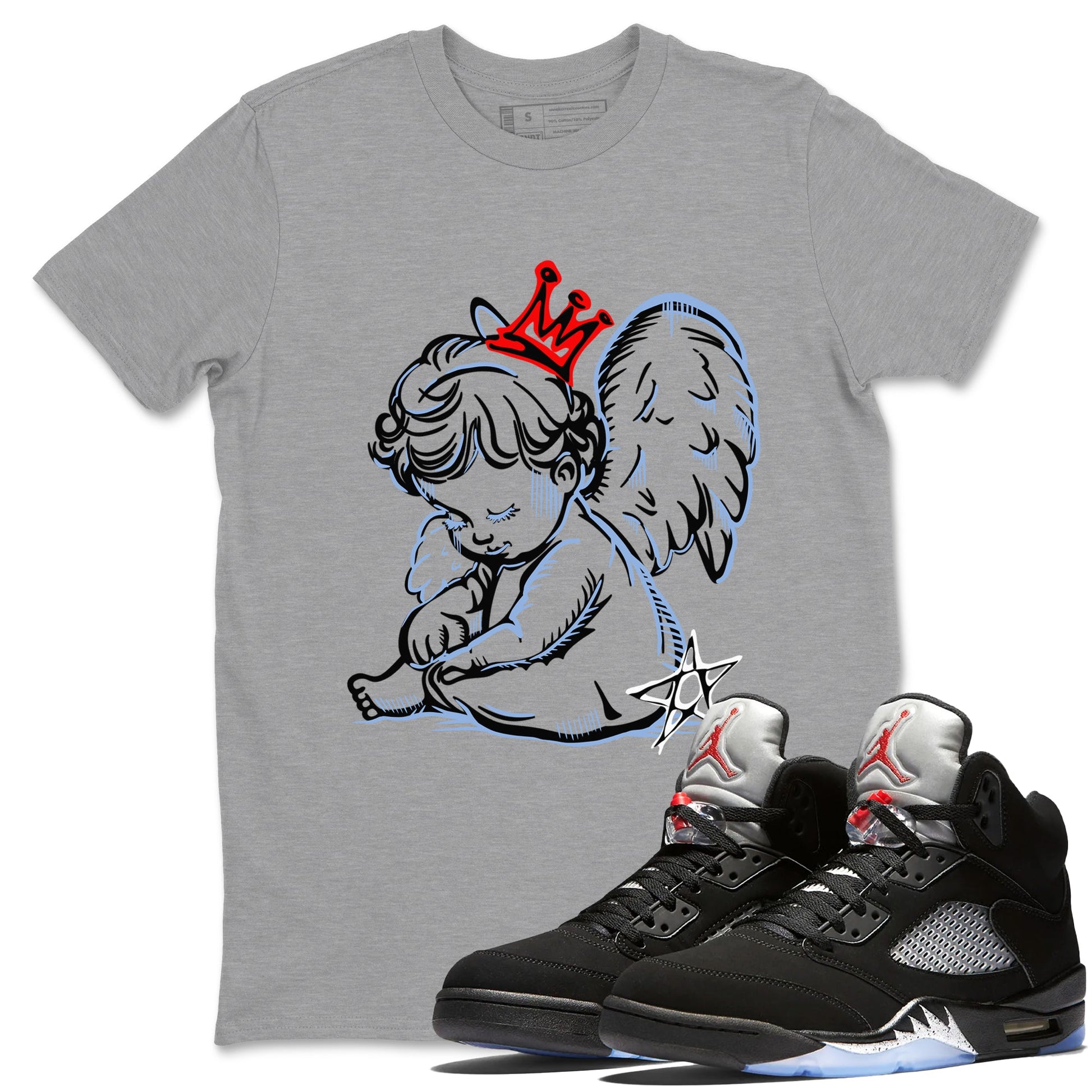 5s Black Metallic Reimgined shirts to match jordans Neon Angel best t shirts to wear with jordans AJ5 Black Metallic Reimgined match shoes to clothes SNRT Sneaker Tees unisex cotton Heather Grey 1 shirts