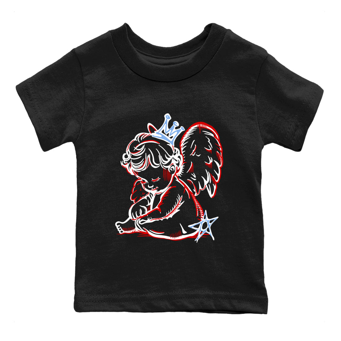 Sneaker match tees – Sneaker Tees To Match Air Jordan 5 Fire Red Shoes – Neon Angel Kids T-Shirt Black 2