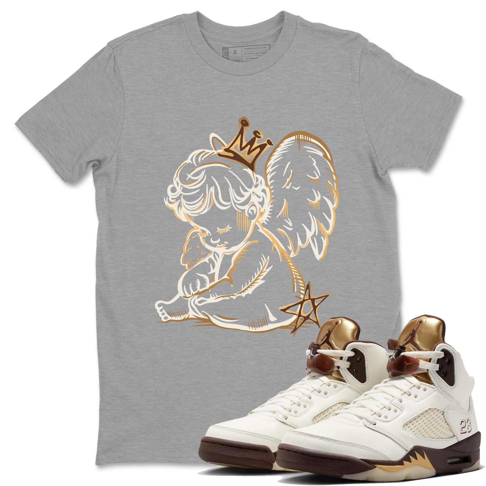 5s Golden Ticket shirts to match jordans Neon Angel shirts to match jordans Air Jordan 5 Golden Ticket match shoes to clothes SNRT Sneaker Tees unisex cotton Heather Grey 1 shirts