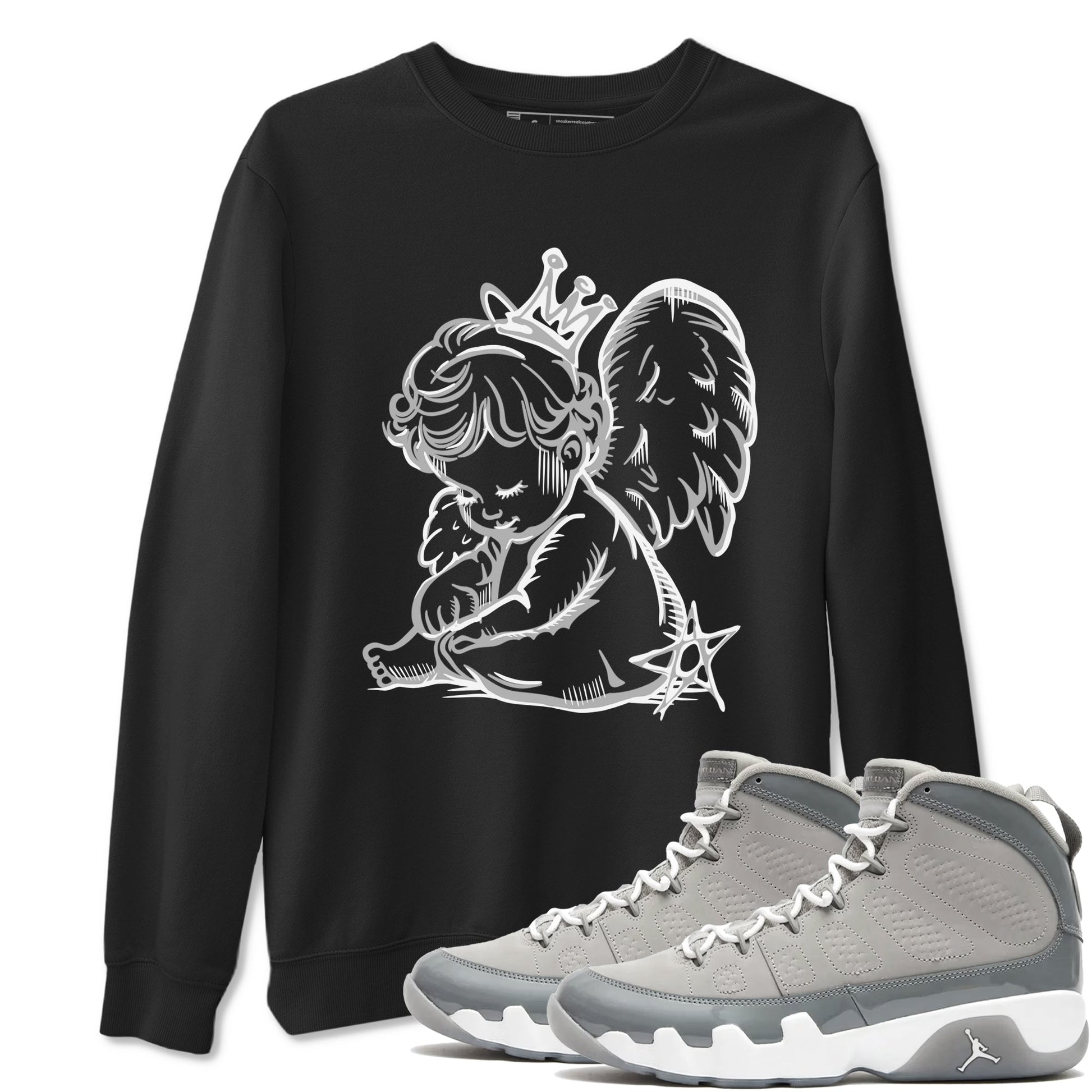 9s Cool Grey shirts to match jordans Neon Angel sneaker match tees Air Jordan 9 Retro Cool Grey match shoes to clothes SNRT Sneaker Tees unisex cotton Black 1 shirts