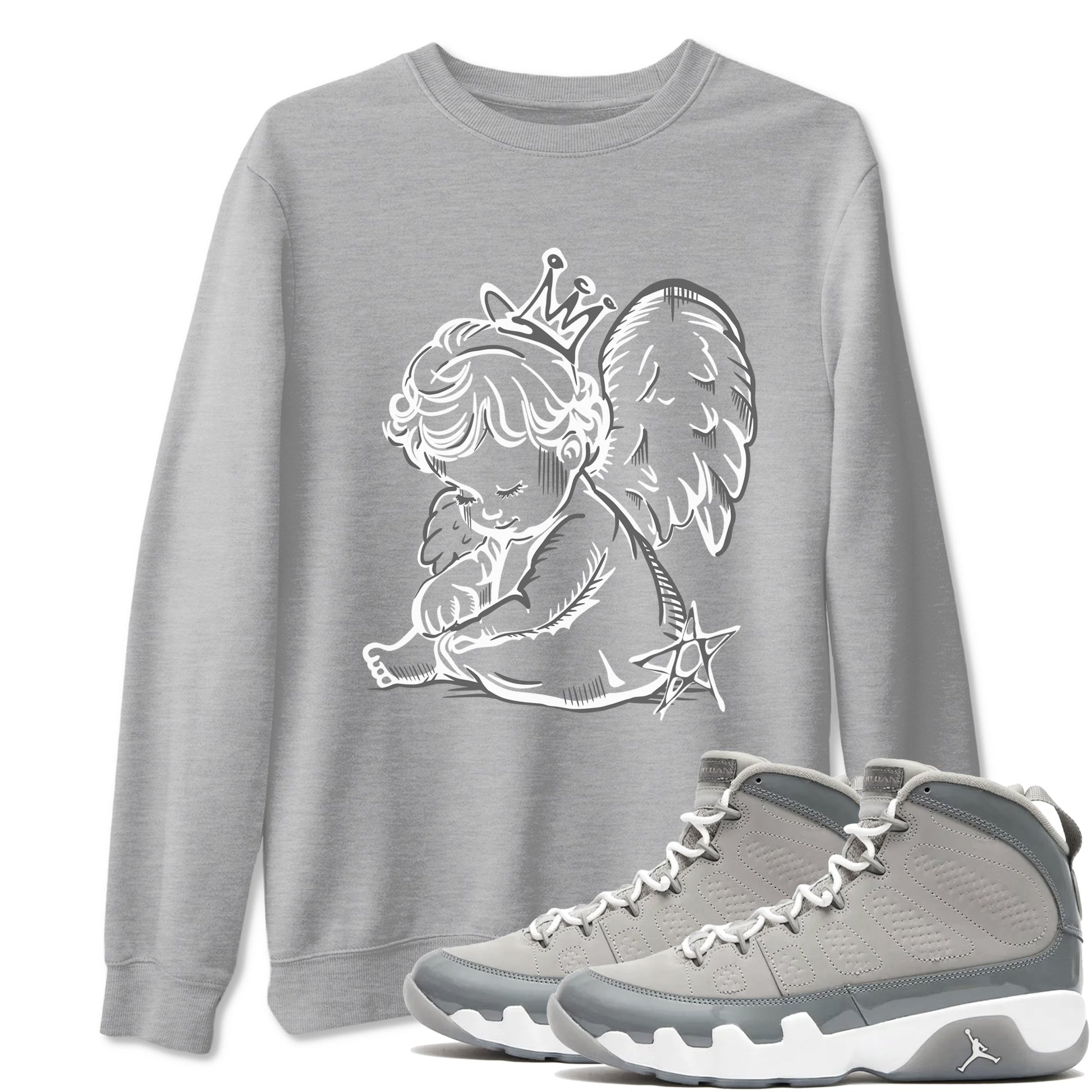 9s Cool Grey shirts to match jordans Neon Angel sneaker match tees Air Jordan 9 Retro Cool Grey match shoes to clothes SNRT Sneaker Tees unisex cotton Heather Grey 1 shirts