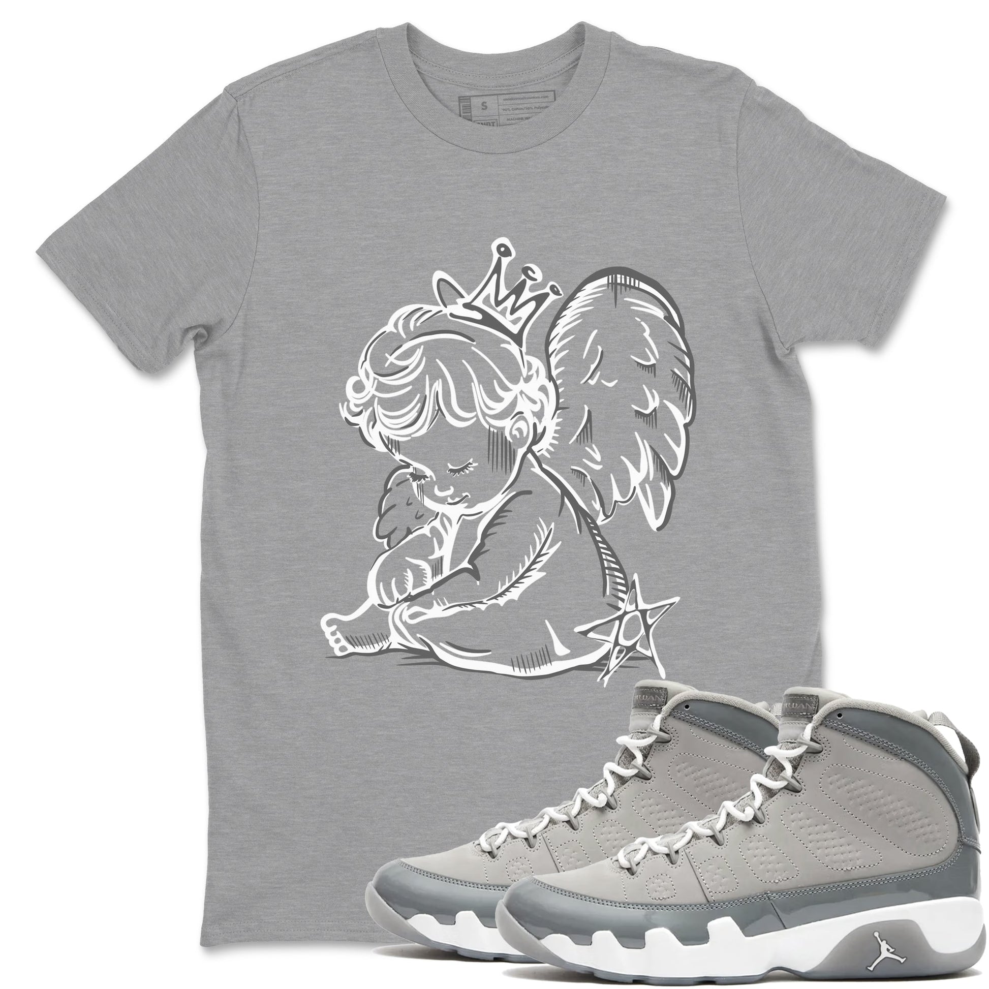 9s Cool Grey shirts to match jordans Neon Angel sneaker match tees Air Jordan 9 Retro Cool Grey match shoes to clothes SNRT Sneaker Tees unisex cotton Heather Grey 1 shirts