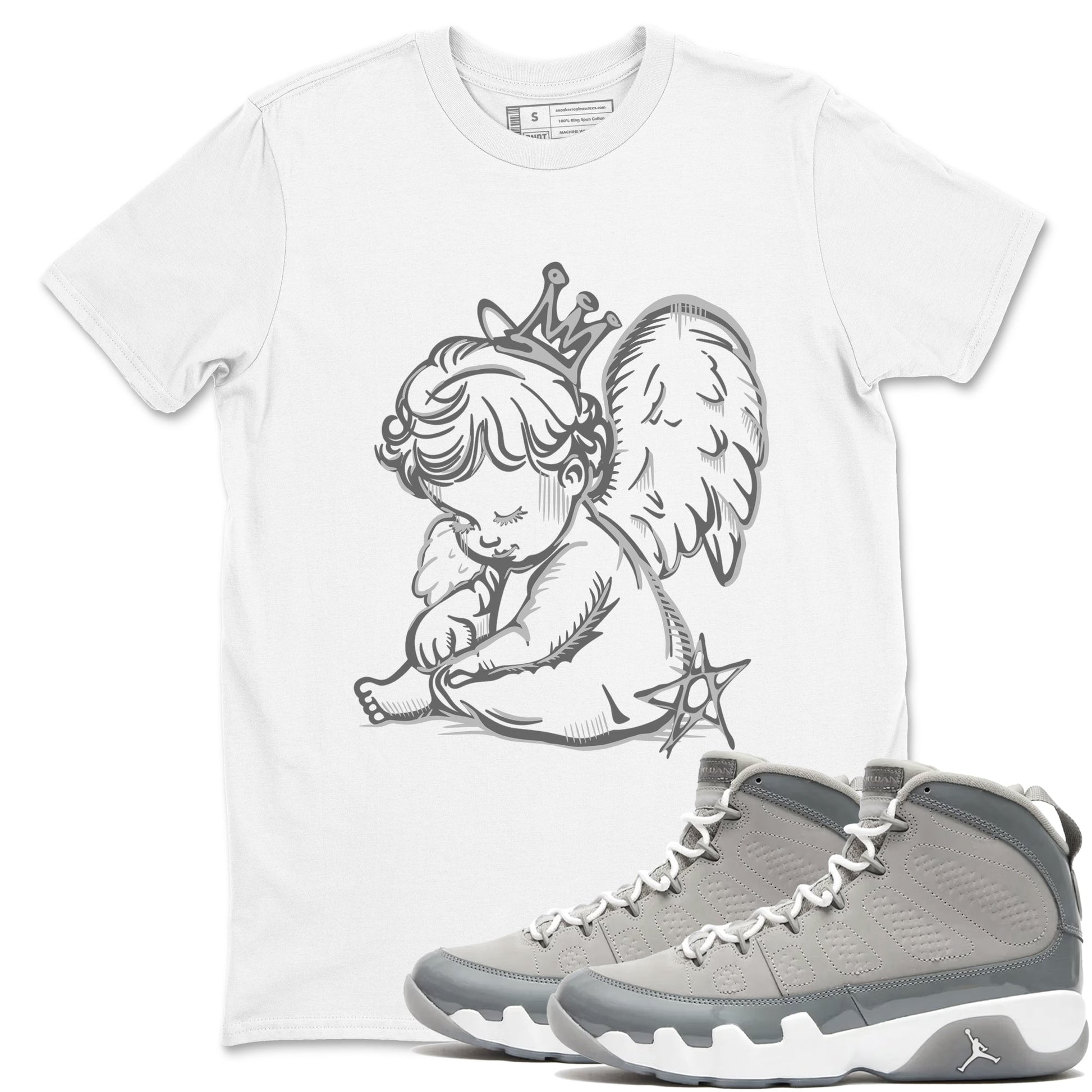 9s Cool Grey shirts to match jordans Neon Angel sneaker match tees Air Jordan 9 Retro Cool Grey match shoes to clothes SNRT Sneaker Tees unisex cotton White 1 shirts