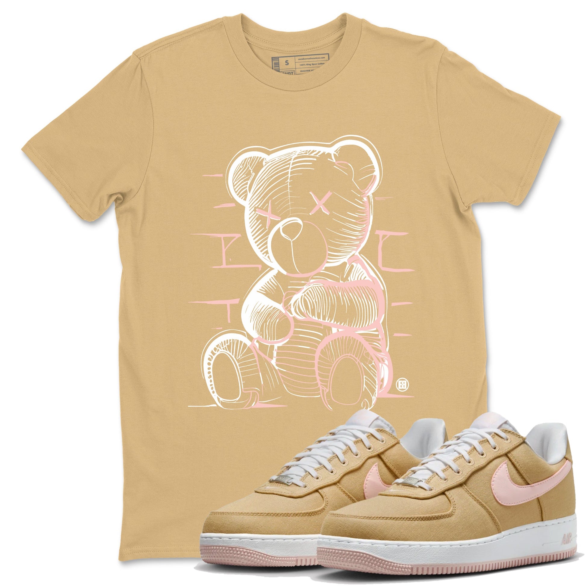 Air Force 1 Low Linen shirts to match jordans Neon Bear sneaker match tees Air Force 1 Linen Graphic Shirts To Match AF1 SNRT Sneaker Tees unisex cotton Old Gold 1 shirts