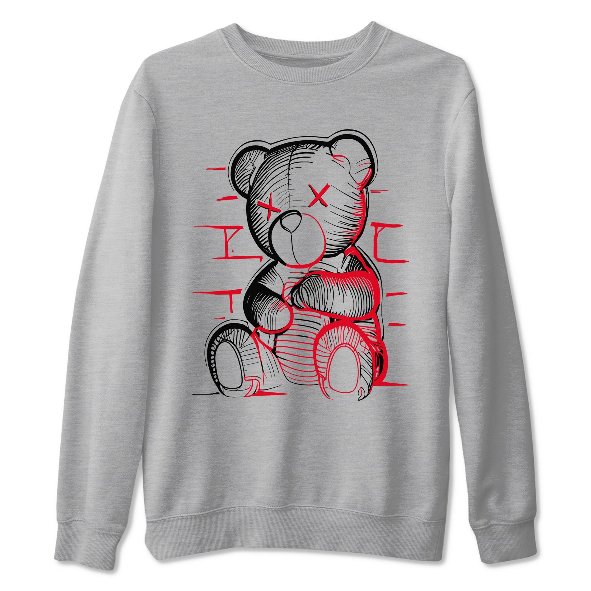 12s Flu Game shirts to match jordans Neon Bear best t shirts to wear with jordans Air Jordan 12 Retro Flu Black and Varsity Red match shoes to clothes SNRT Sneaker Tees unisex cotton Heather Grey 2 shirts