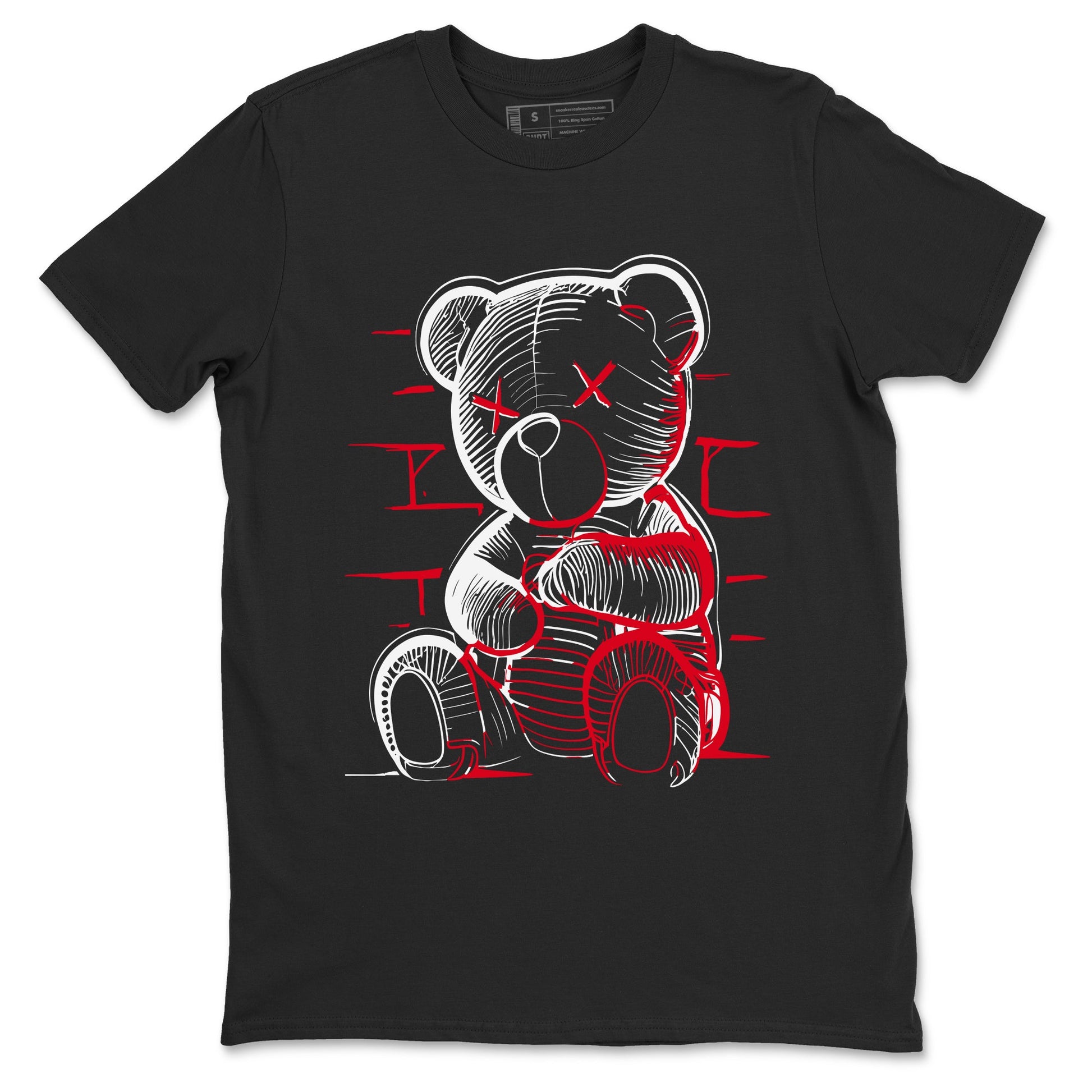 12s Flu Game shirts to match jordans Neon Bear best t shirts to wear with jordans Air Jordan 12 Retro Flu Black and Varsity Red match shoes to clothes SNRT Sneaker Tees unisex cotton Black 2 shirts