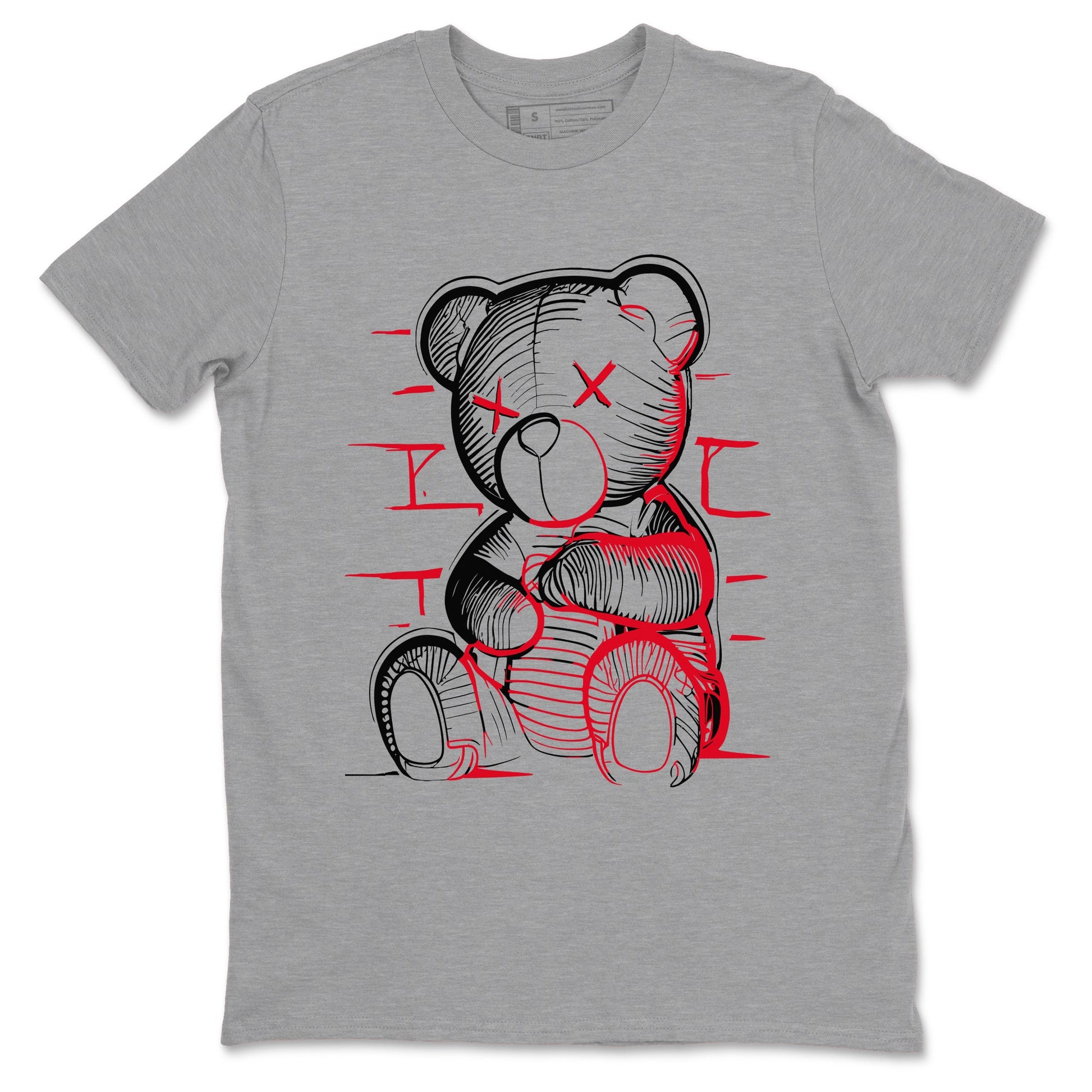 12s Flu Game shirts to match jordans Neon Bear best t shirts to wear with jordans Air Jordan 12 Retro Flu Black and Varsity Red match shoes to clothes SNRT Sneaker Tees unisex cotton Heather Grey 2 shirts