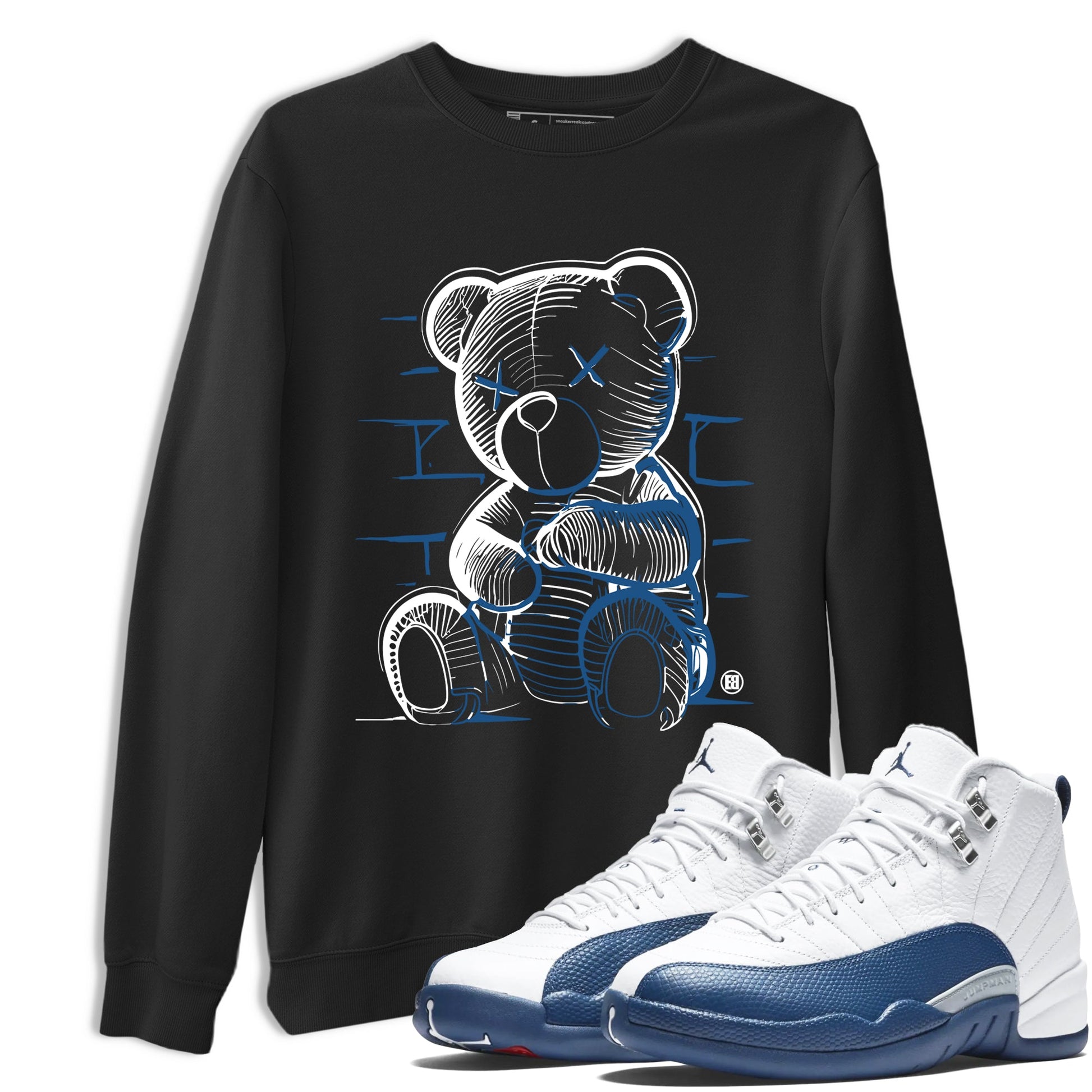 Sneaker match tees – Sneaker Tees To Match Air Jordan 12 French Blue Shoes – Neon Bear Tee Black 1