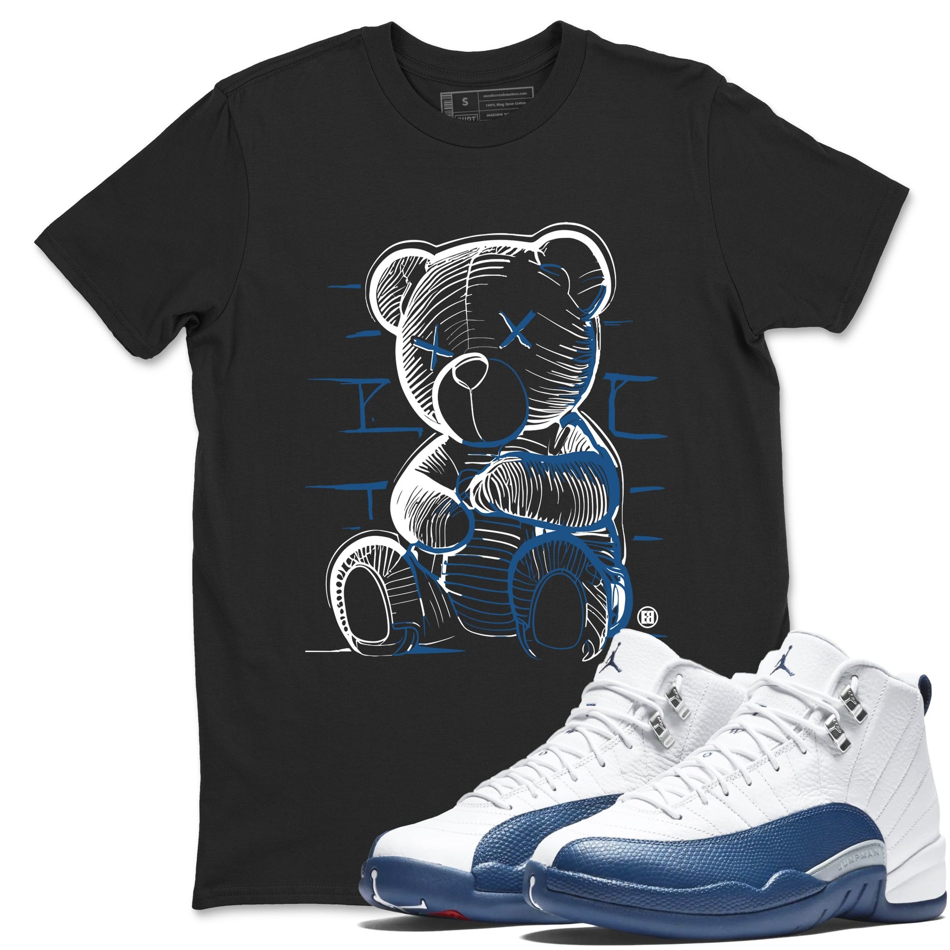 Sneaker match tees – Sneaker Tees To Match Air Jordan 12 French Blue Shoes – Neon Bear Tee Black 1