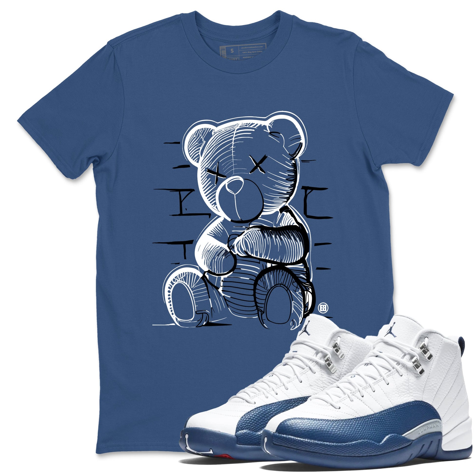 Sneaker match tees – Sneaker Tees To Match Air Jordan 12 French Blue Shoes – Neon Bear Tee Denim Blue 1