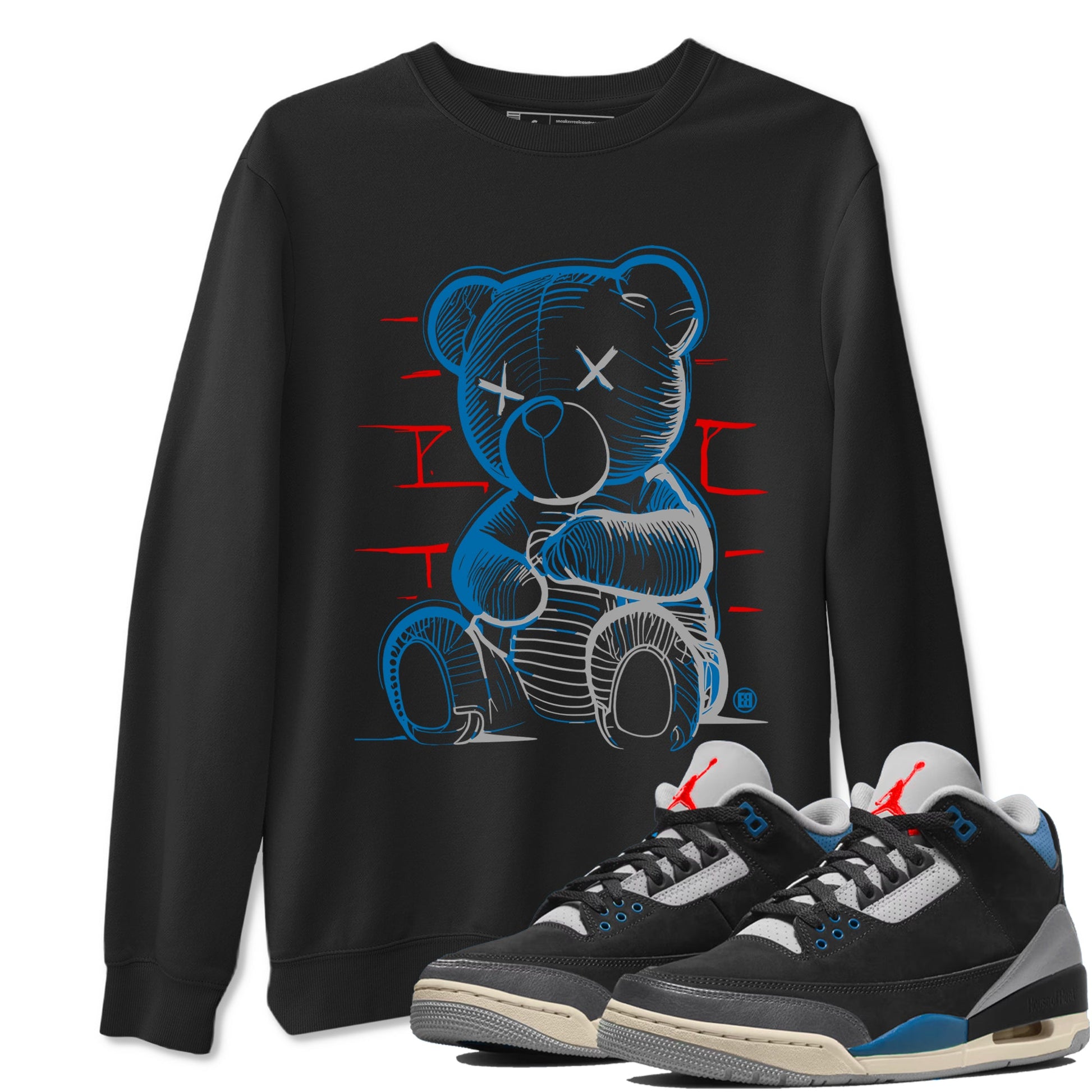 AJ3 Rare Air Graphic shirts Neon Bear shirts Air Jordan 3 Rare Air best t-shirts to wear with jordans SNRT Sneaker Tees unisex cotton Black 1 shirts