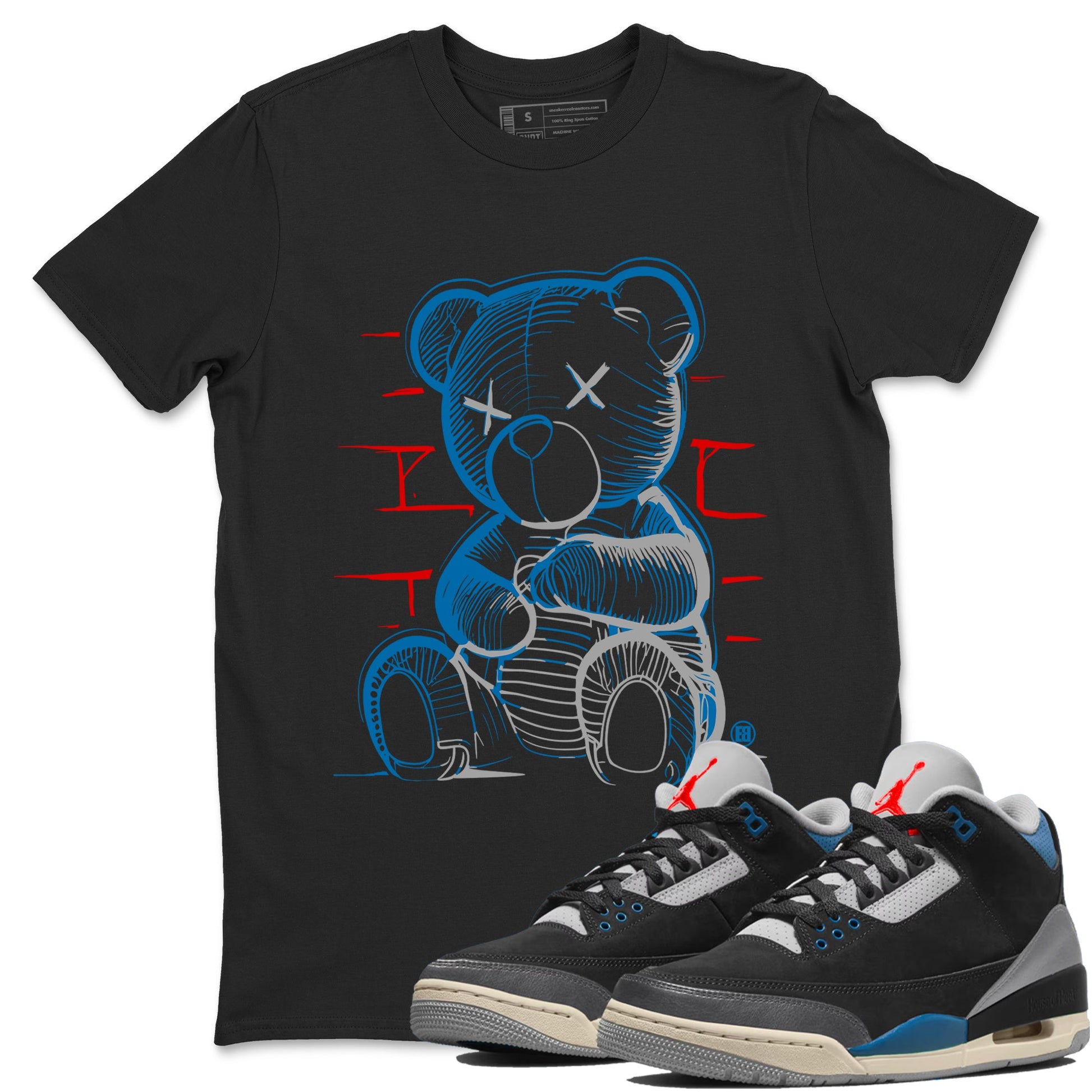 AJ3 Rare Air Graphic shirts Neon Bear shirts Air Jordan 3 Rare Air best t-shirts to wear with jordans SNRT Sneaker Tees unisex cotton Black 1 shirts