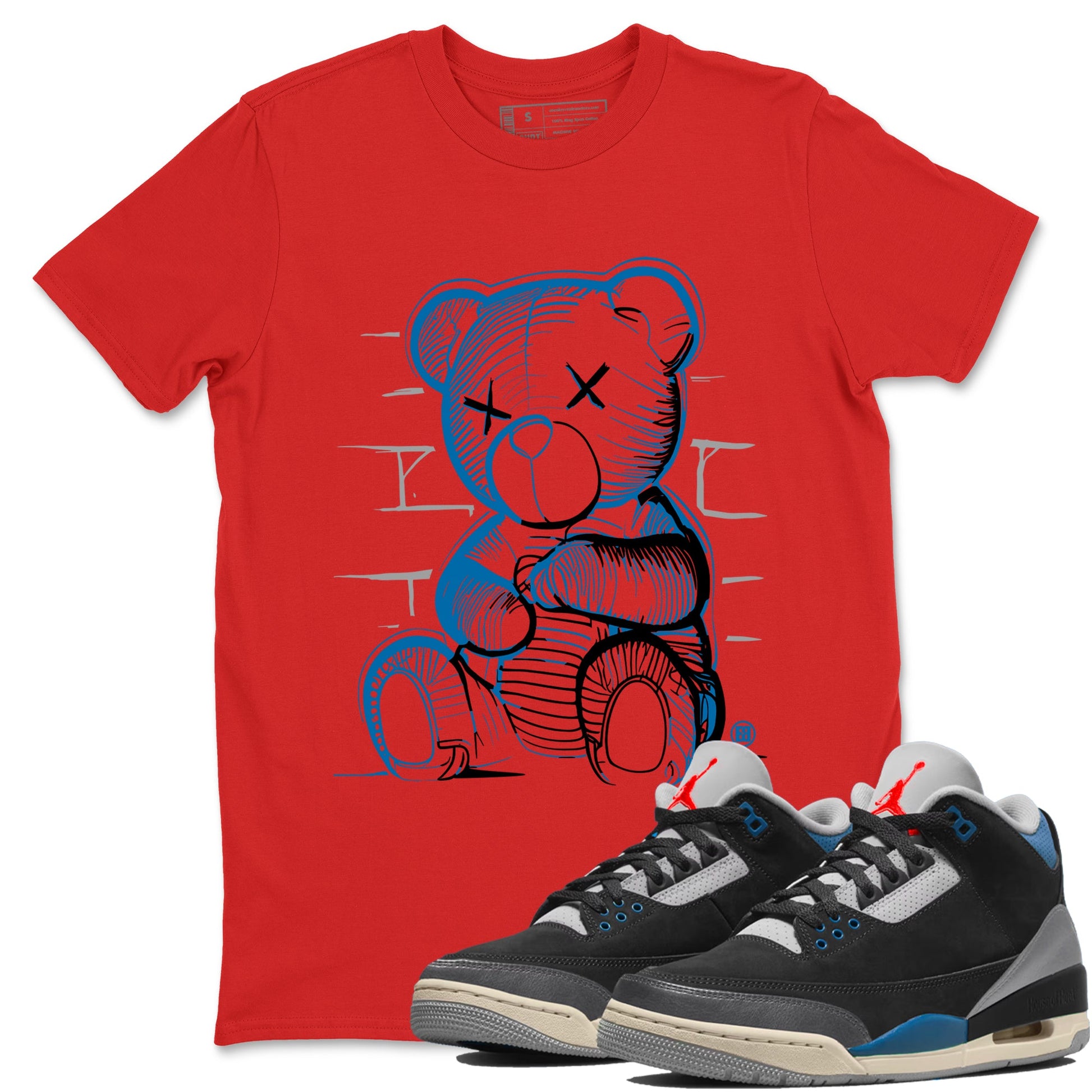 AJ3 Rare Air Graphic shirts Neon Bear shirts Air Jordan 3 Rare Air best t-shirts to wear with jordans SNRT Sneaker Tees unisex cotton Red 1 shirts