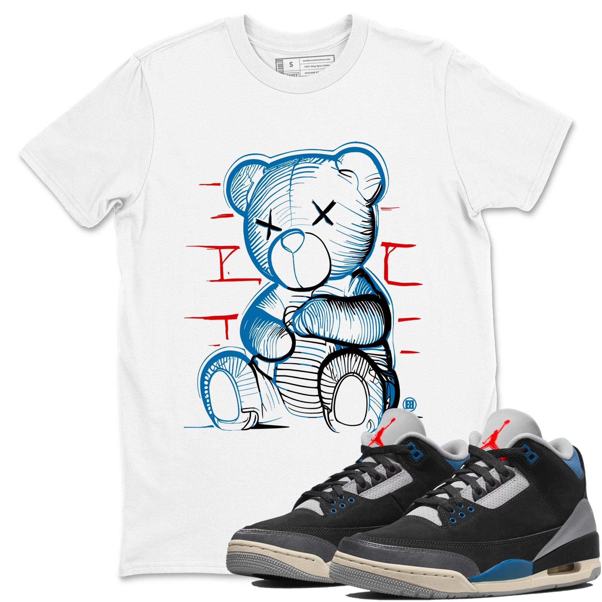 AJ3 Rare Air Graphic shirts Neon Bear shirts Air Jordan 3 Rare Air best t-shirts to wear with jordans SNRT Sneaker Tees unisex cotton White 1 shirts