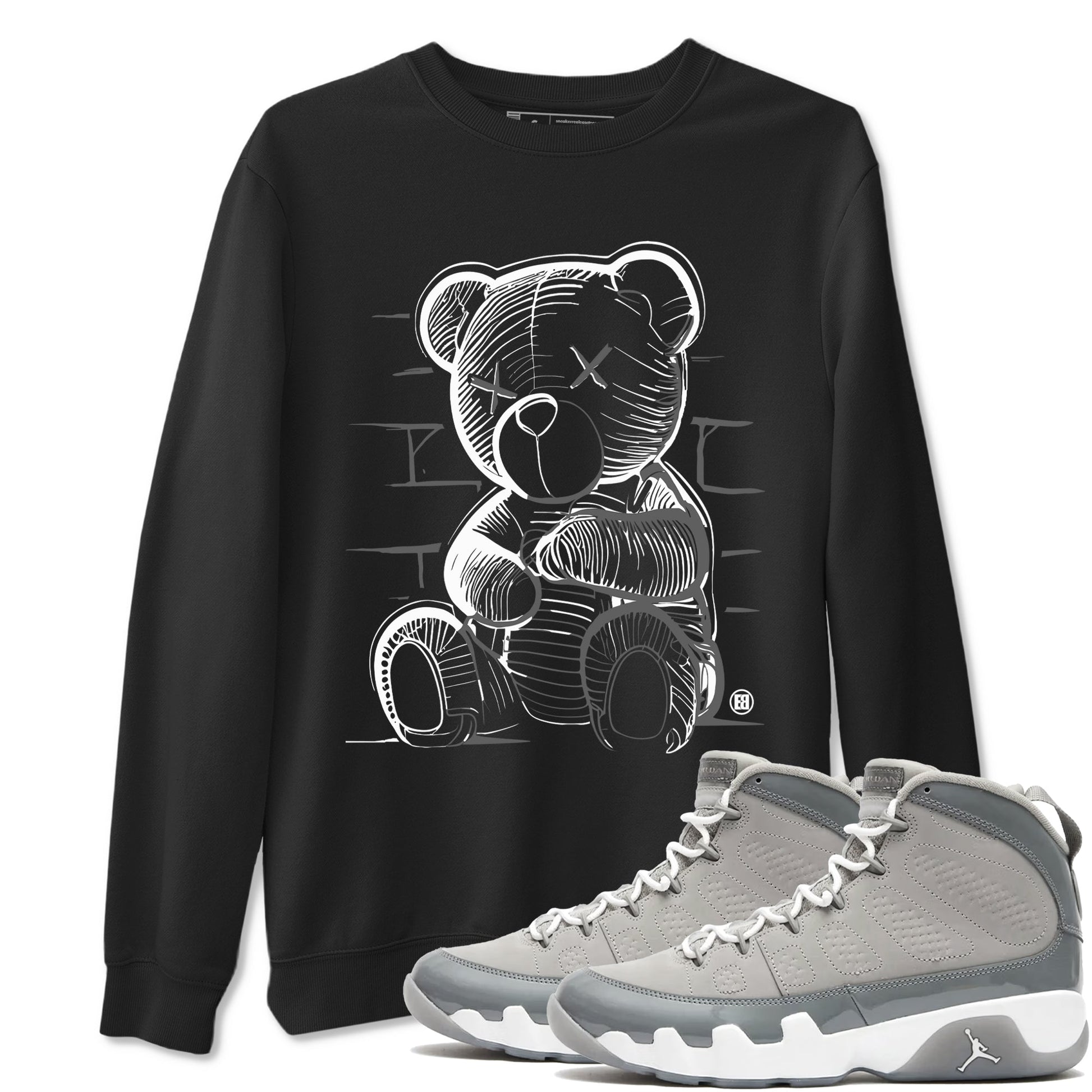 9s Cool Grey shirts to match jordans Neon Bear sneaker match tees Air Jordan 9 Cool Grey match shoes to clothes SNRT Sneaker Tees unisex cotton Black 1 shirts