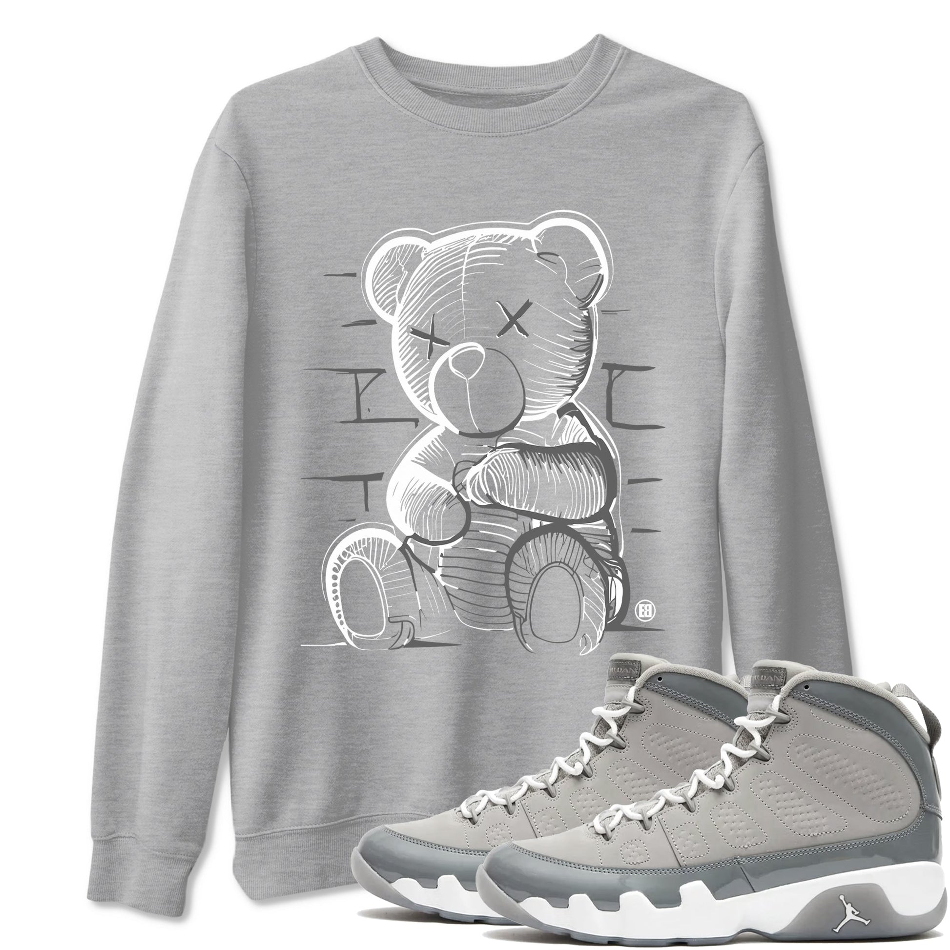 9s Cool Grey shirts to match jordans Neon Bear sneaker match tees Air Jordan 9 Cool Grey match shoes to clothes SNRT Sneaker Tees unisex cotton Heather Grey 1 shirts