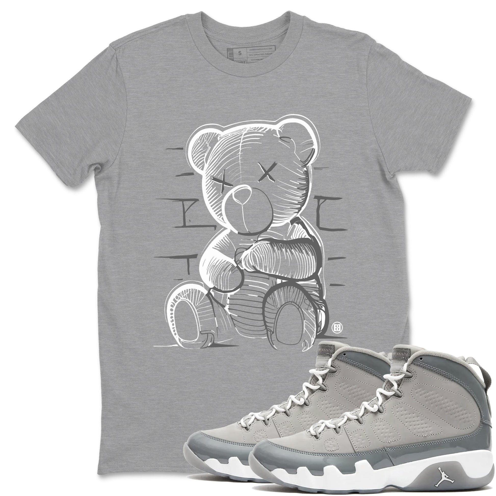 9s Cool Grey shirts to match jordans Neon Bear sneaker match tees Air Jordan 9 Cool Grey match shoes to clothes SNRT Sneaker Tees unisex cotton Heather Grey 1 shirts