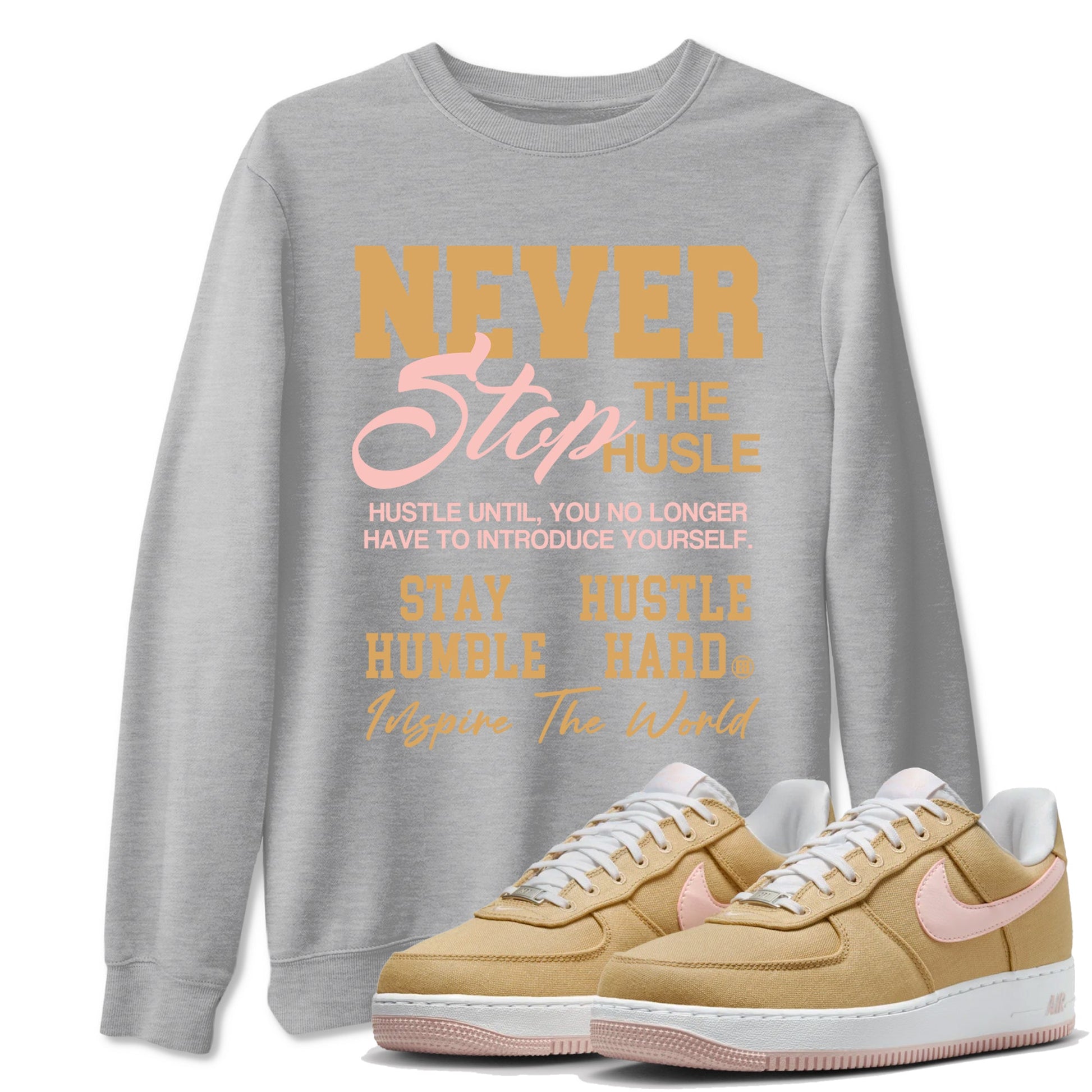 Air Force 1 Low Linen shirts to match jordans Never Stop The Hustle sneaker match tees Air Force 1 Linen Graphic Shirts To Match AF1 SNRT Sneaker Tees unisex cotton Heather Grey 1 shirts