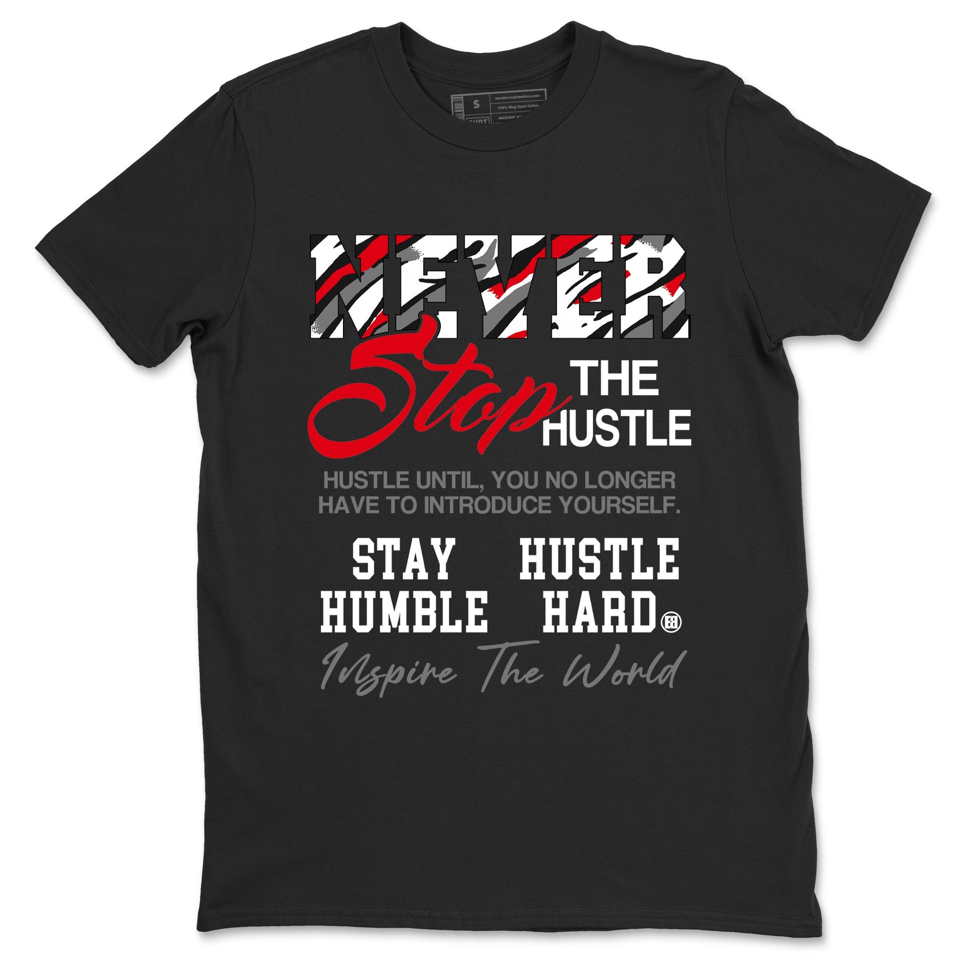 Sneaker Threads – Sneaker Tees To Match Air Jordan 8 Bunny – Never Stop The Hustle Graphic Tee Black 2. Perfect for Jordan releases 2025 colorways.