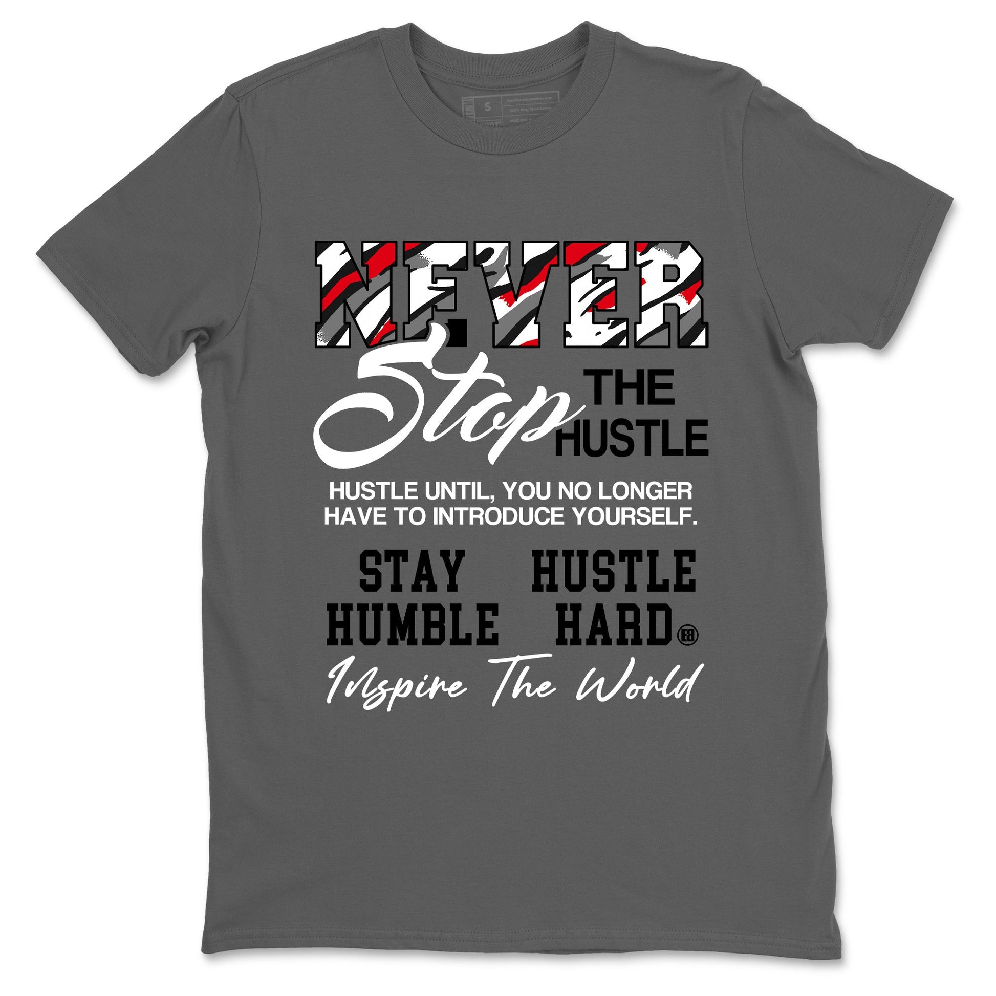 Sneaker Threads – Sneaker Tees To Match Air Jordan 8 Bunny – Never Stop The Hustle Graphic Tee Cool Grey 2. Perfect for Jordan releases 2025 colorways.