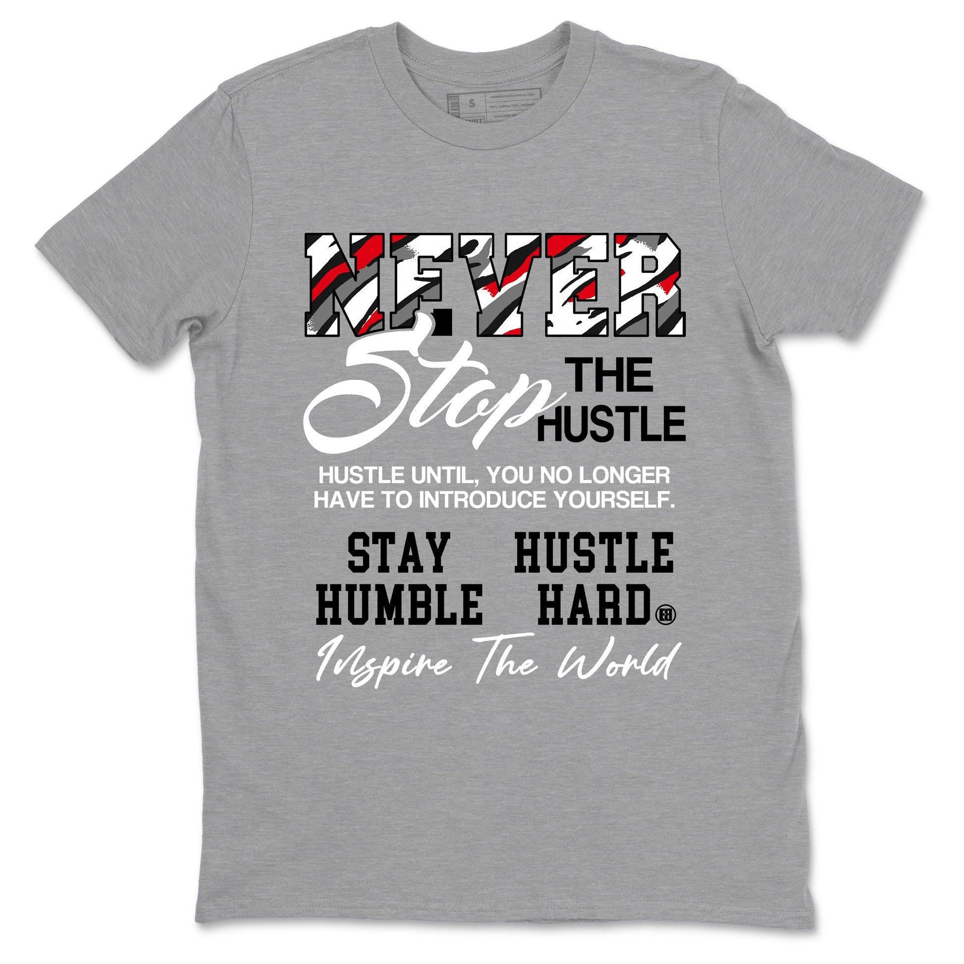Sneaker Threads – Sneaker Tees To Match Air Jordan 8 Bunny – Never Stop The Hustle Graphic Tee Heather Grey 2. Perfect for Jordan releases 2025 colorways.