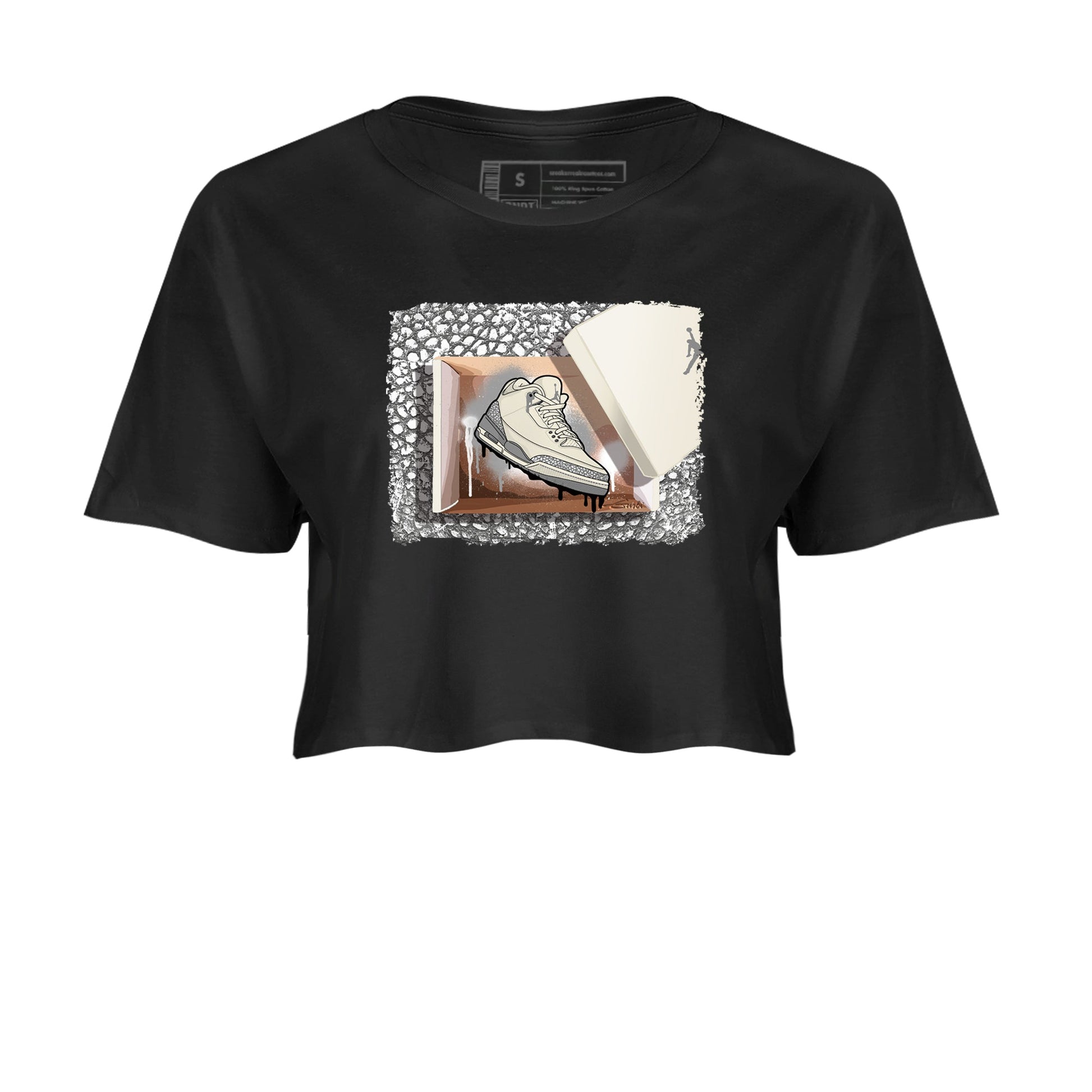3s WMNS Sail and Cement Grey shirts to match jordans New Kicks graphic tees Air Jordan 3 Sail and Cement Grey match shoes to clothes SNRT Sneaker Tees unisex cotton Black 2 crop tee