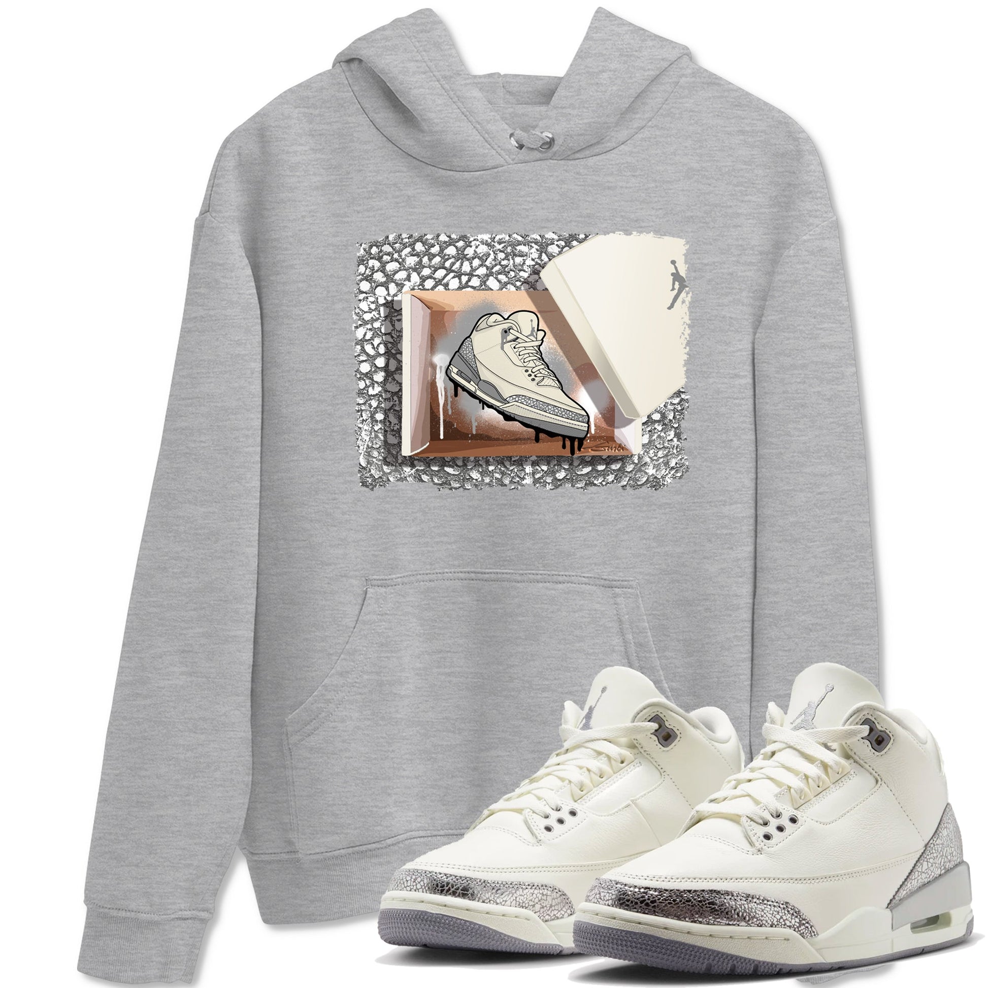 3s WMNS Sail and Cement Grey shirts to match jordans New Kicks graphic tees Air Jordan 3 Sail and Cement Grey match shoes to clothes SNRT Sneaker Tees unisex cotton Heather Grey 1 shirts