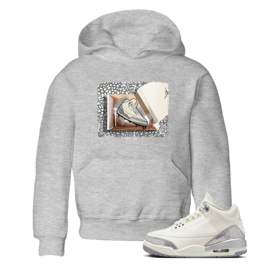 3s WMNS Sail and Cement Grey shirts to match jordans New Kicks graphic tees Air Jordan 3 Sail and Cement Grey match shoes to clothes SNRT Sneaker Tees Youth Baby Heather Grey 1 tee