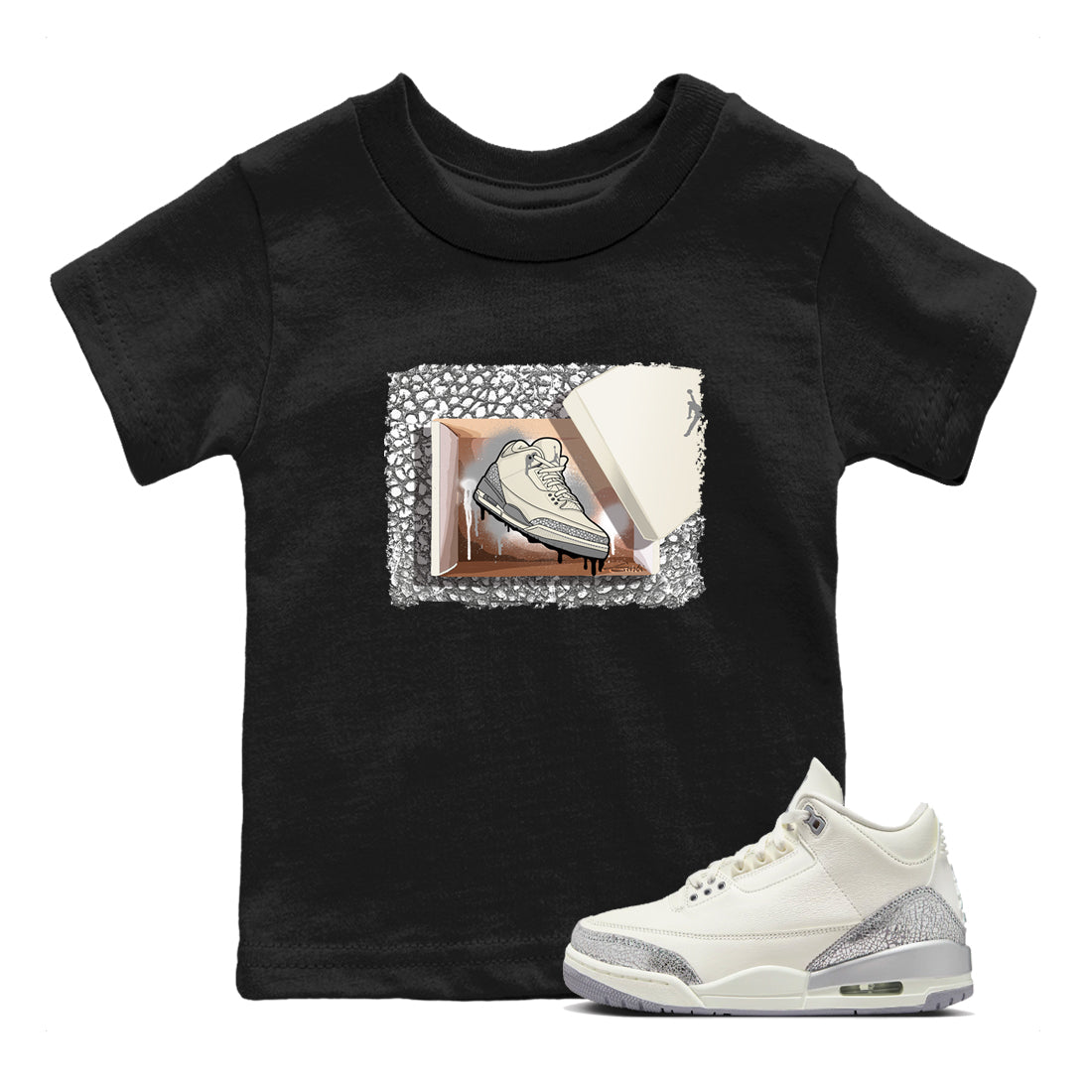 3s WMNS Sail and Cement Grey shirts to match jordans New Kicks graphic tees Air Jordan 3 Sail and Cement Grey match shoes to clothes SNRT Sneaker Tees Youth Baby Black 1 tee