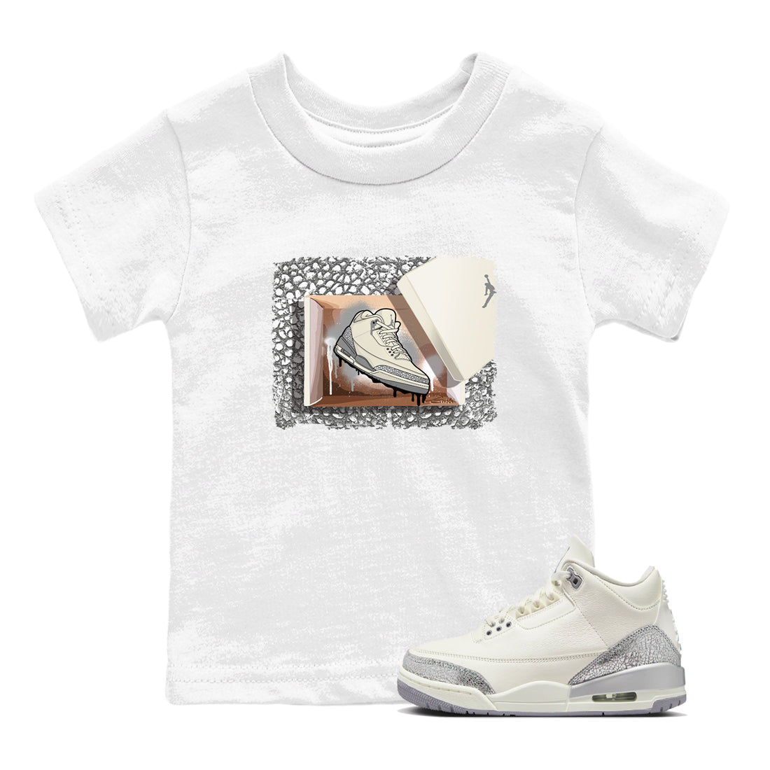3s WMNS Sail and Cement Grey shirts to match jordans New Kicks graphic tees Air Jordan 3 Sail and Cement Grey match shoes to clothes SNRT Sneaker Tees Youth Baby White 1 tee