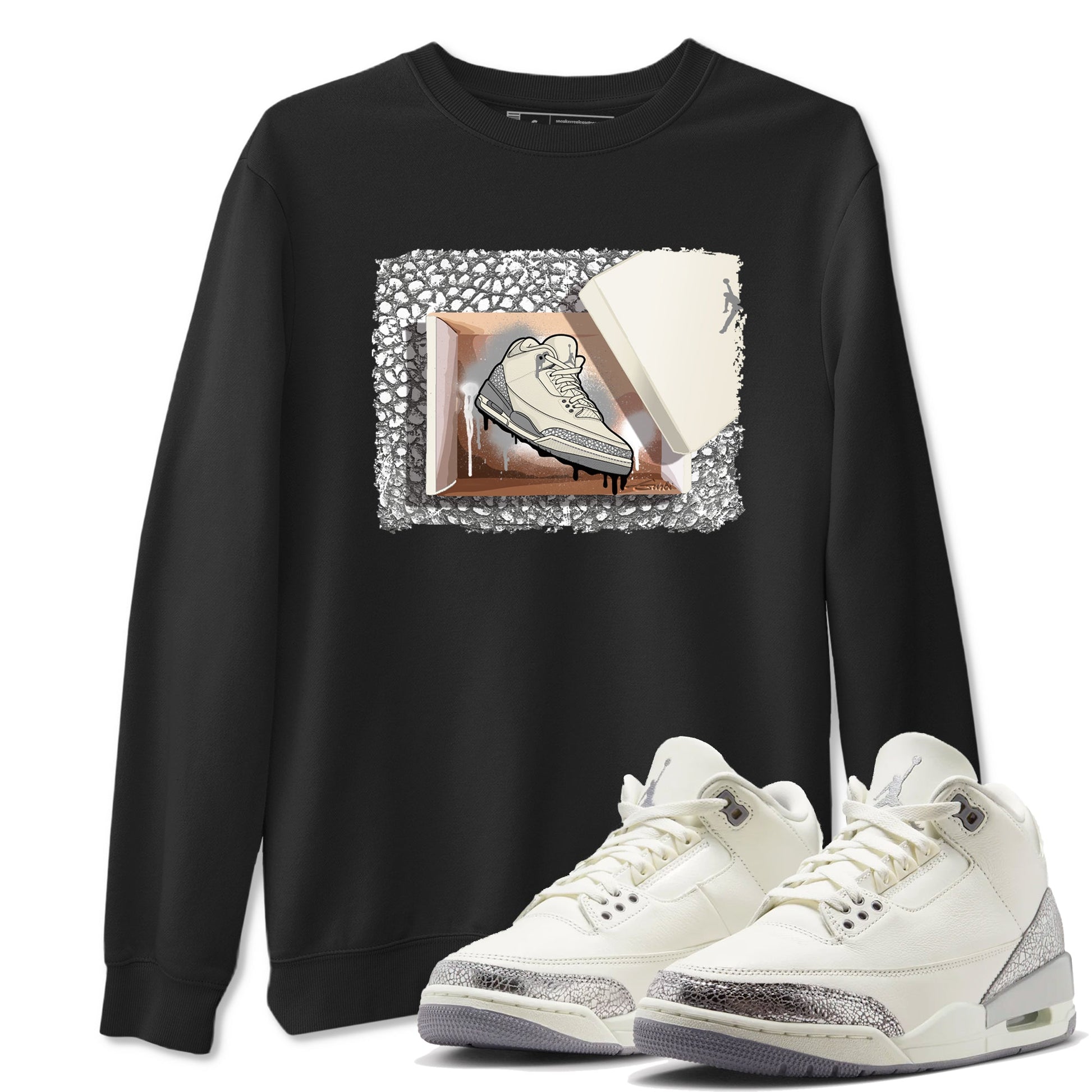 3s WMNS Sail and Cement Grey shirts to match jordans New Kicks graphic tees Air Jordan 3 Sail and Cement Grey match shoes to clothes SNRT Sneaker Tees unisex cotton Black 1 shirts
