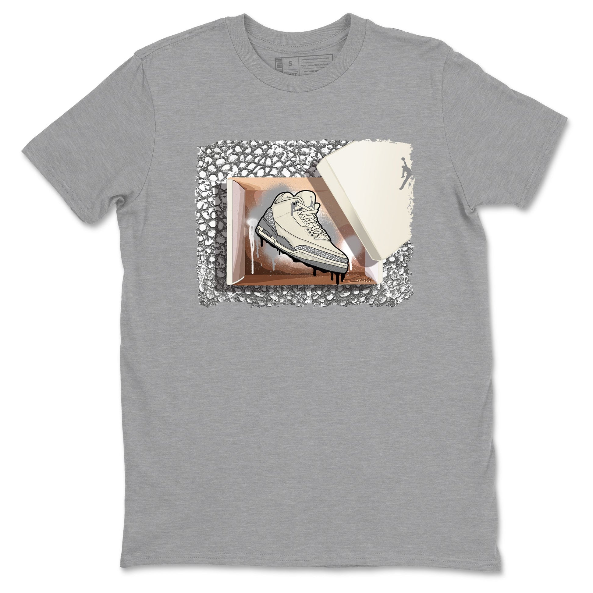 3s WMNS Sail and Cement Grey shirts to match jordans New Kicks graphic tees Air Jordan 3 Sail and Cement Grey match shoes to clothes SNRT Sneaker Tees unisex cotton Heather Grey 2 shirts