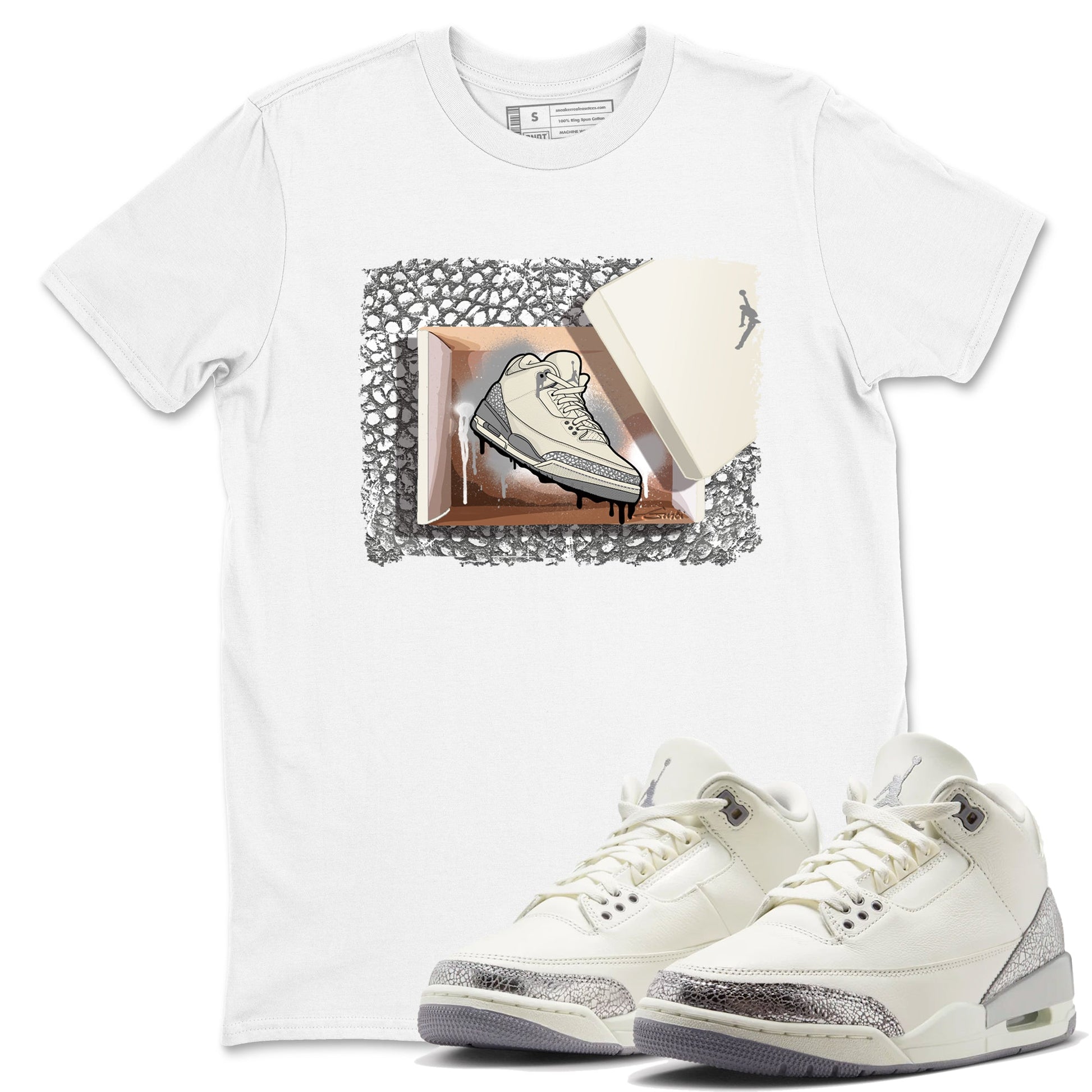 3s WMNS Sail and Cement Grey shirts to match jordans New Kicks graphic tees Air Jordan 3 Sail and Cement Grey match shoes to clothes SNRT Sneaker Tees unisex cotton White 1 shirts