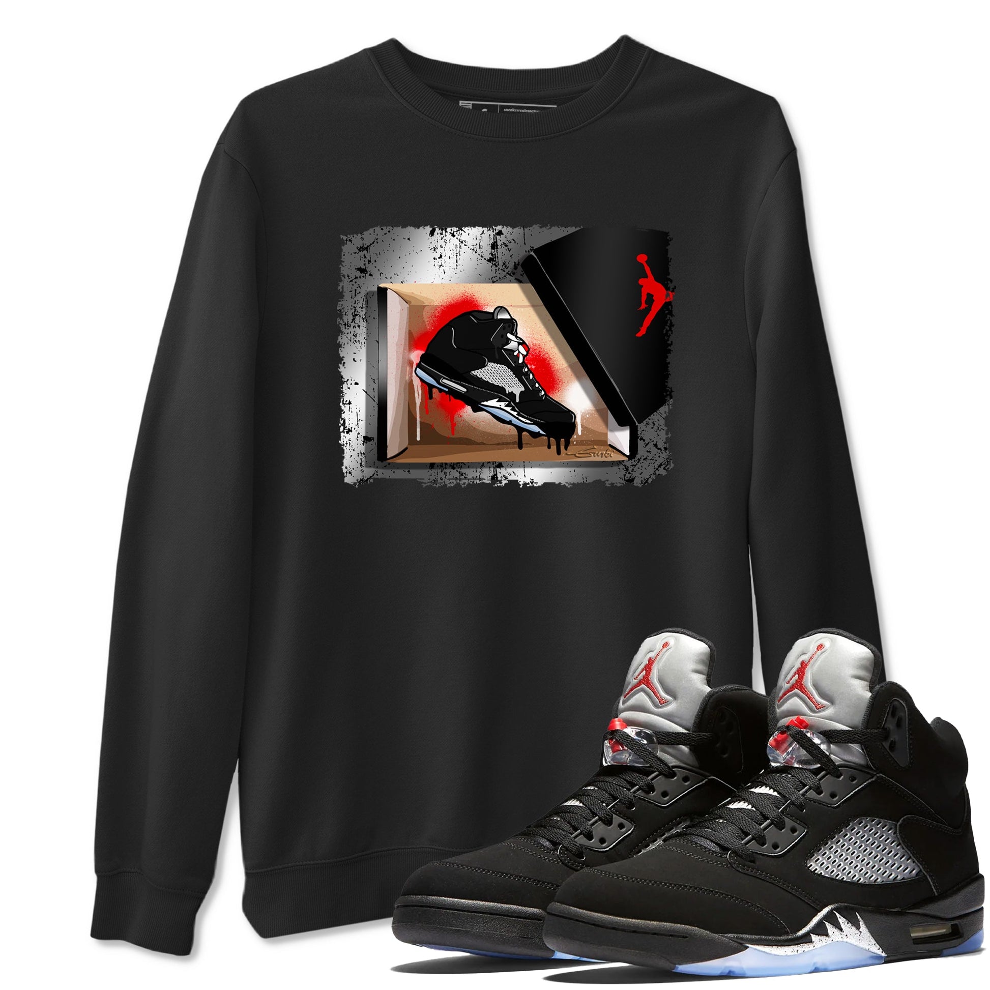 AJ5 Reimagined shirts to match jordans New Kicks best t shirts to wear with jordans Air Jordan 5 Retro OG Reimagined match shoes to clothes SNRT Sneaker Tees unisex cotton Black 1 shirts