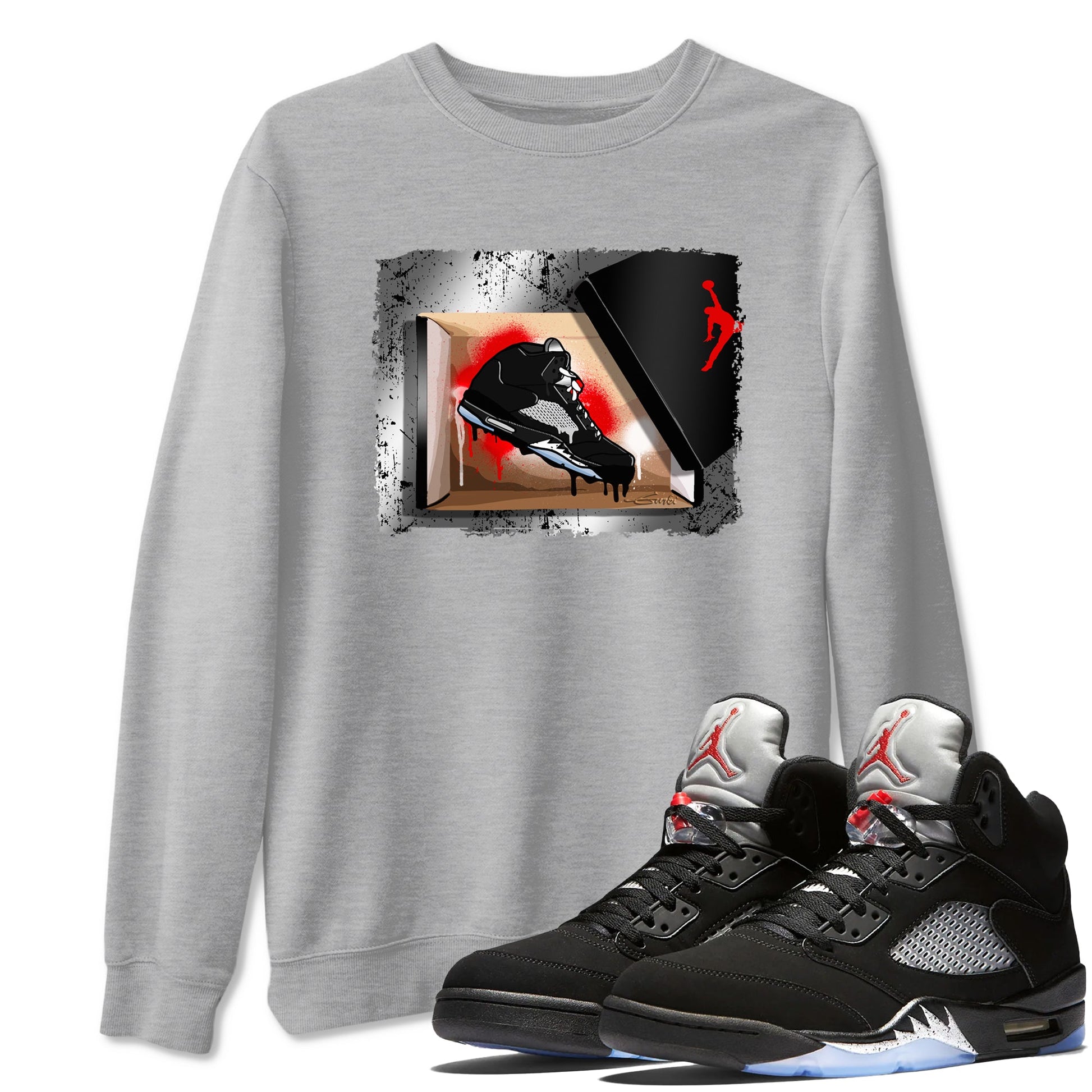 AJ5 Reimagined shirts to match jordans New Kicks best t shirts to wear with jordans Air Jordan 5 Retro OG Reimagined match shoes to clothes SNRT Sneaker Tees unisex cotton Heather Grey 1 shirts
