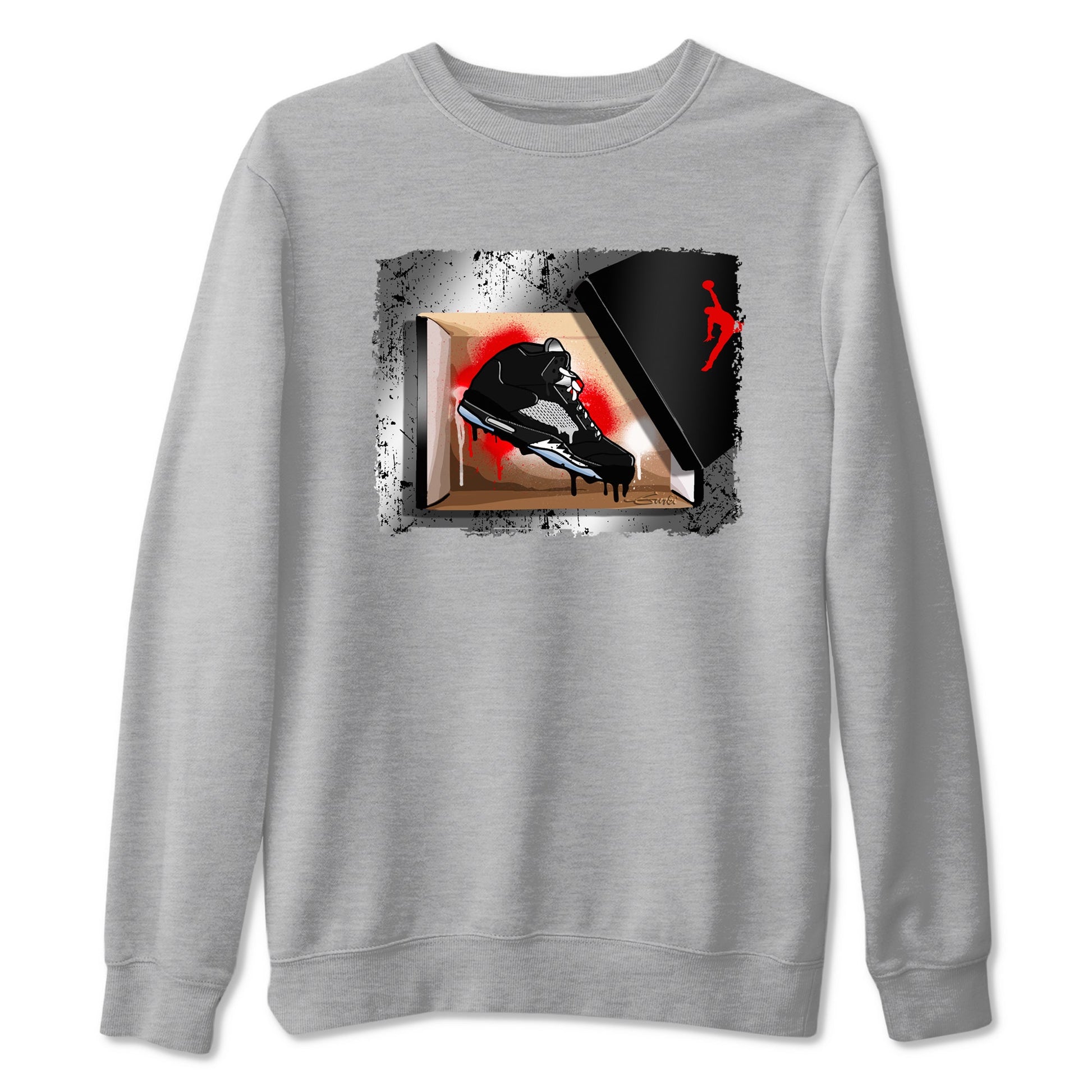 AJ5 Reimagined shirts to match jordans New Kicks best t shirts to wear with jordans Air Jordan 5 Retro OG Reimagined match shoes to clothes SNRT Sneaker Tees unisex cotton Heather Grey 2 shirts